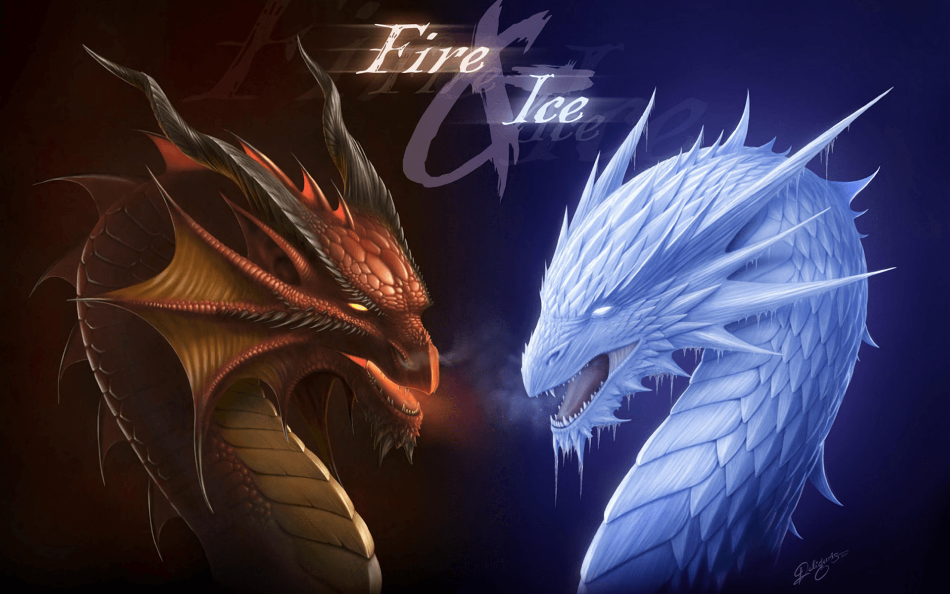 Drago di fuoco e ghiaccio, 1920x1200 Full HD+, Laptop