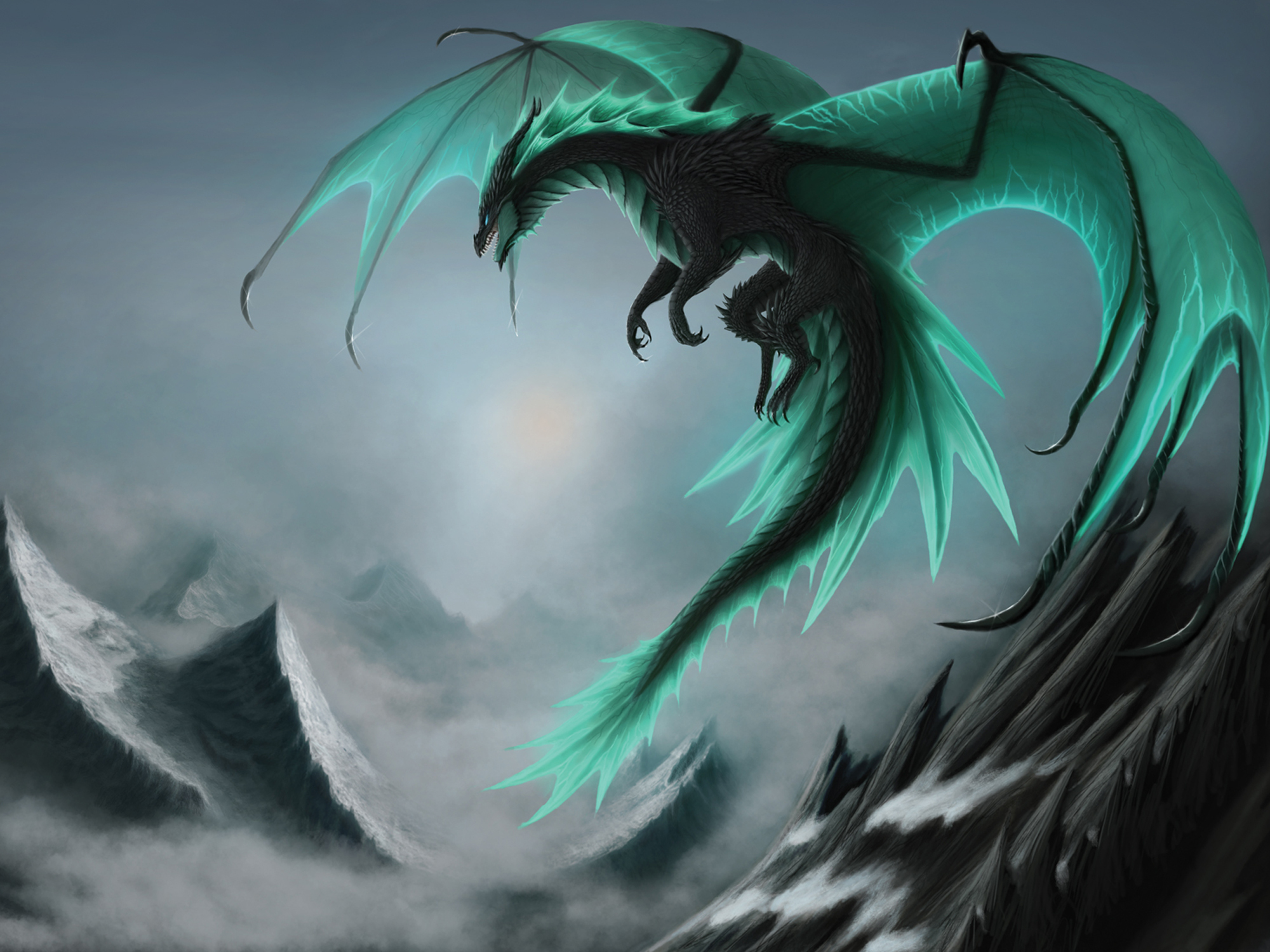Drago verde su montagne, 2000x1500 2K, Laptop