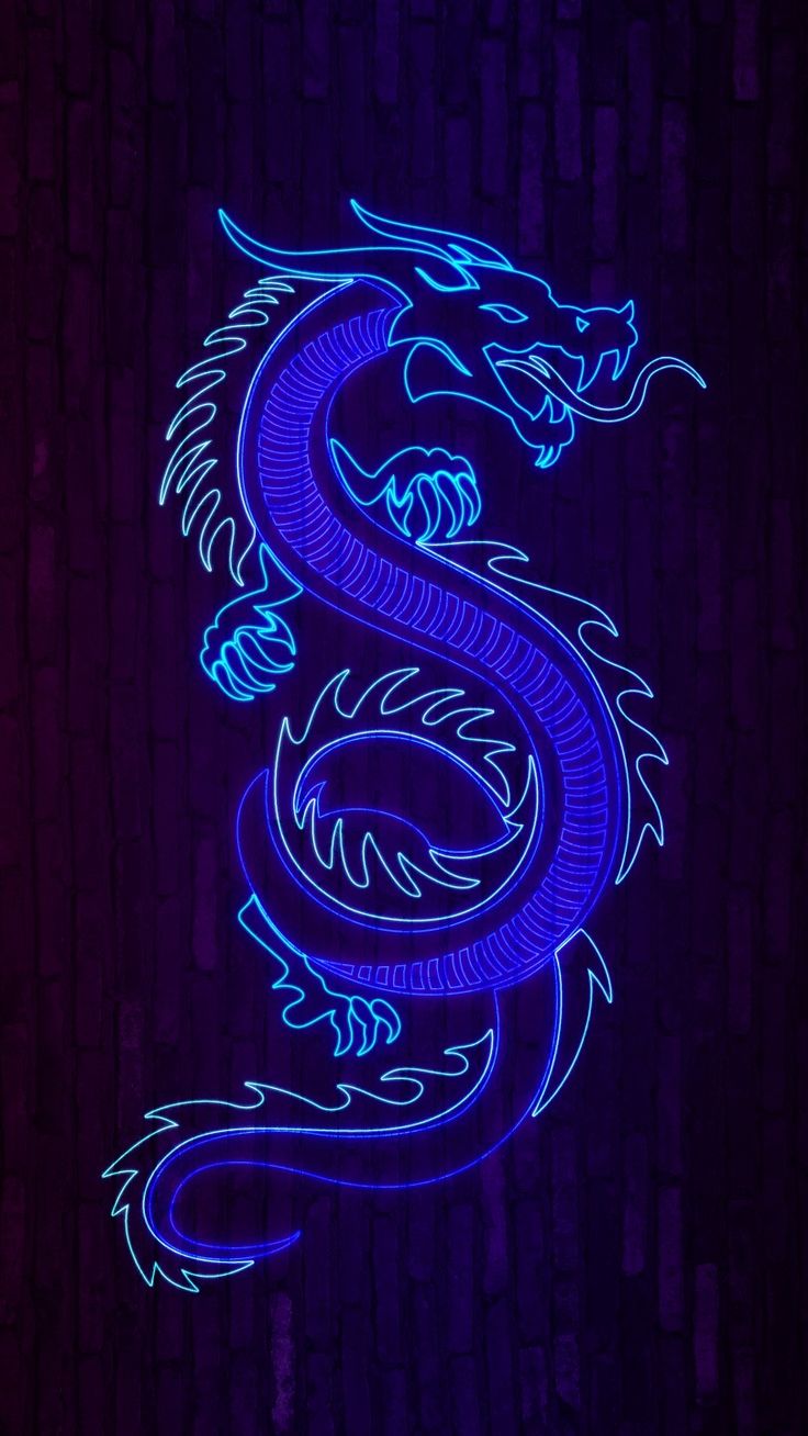 Drago blu neon, 736x1308 Full HD Verticale, iPhone