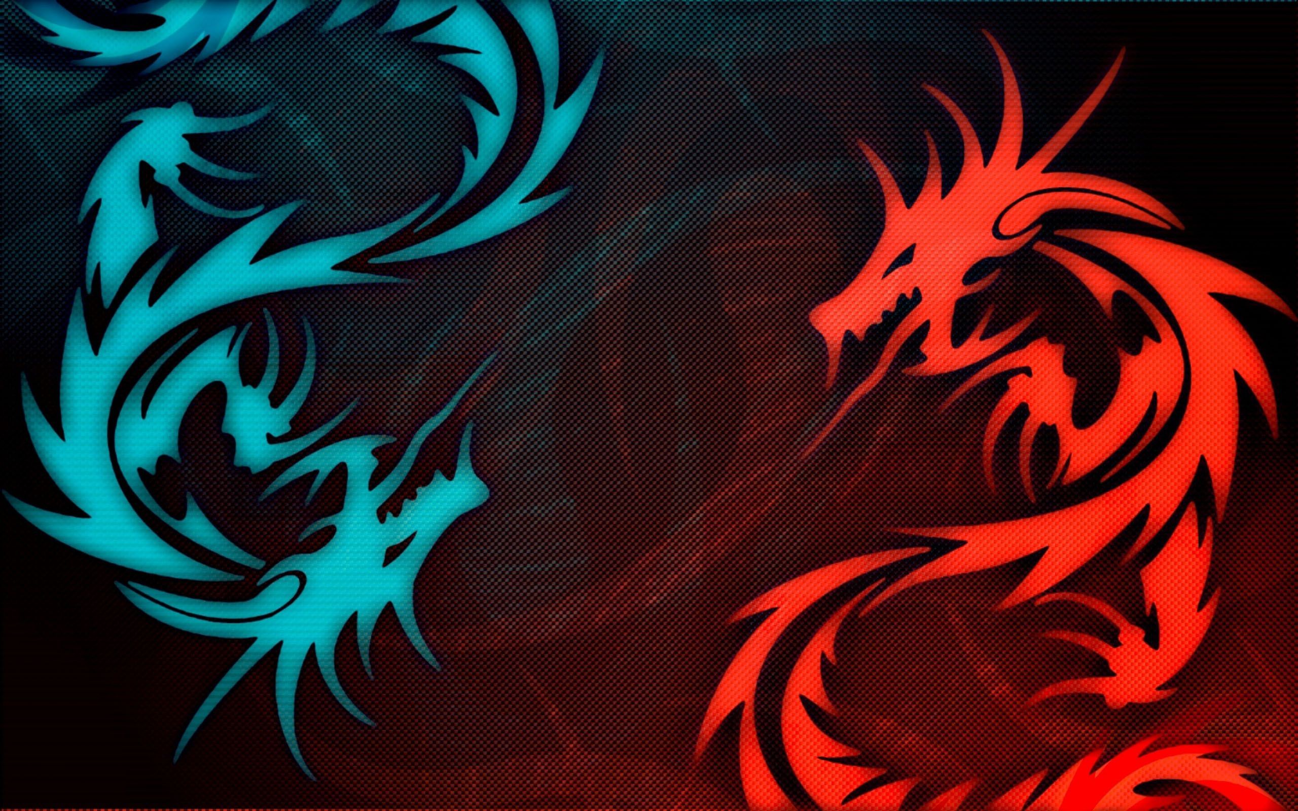 Draghi tribali blu e rosso, 2560x1600 2K+, Desktop