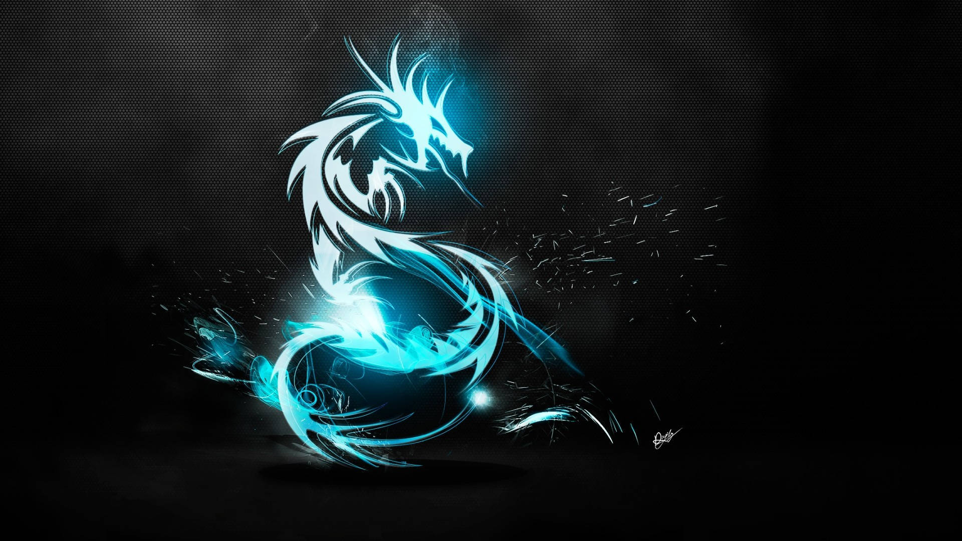 Drago blu neon luminoso, 1920x1080 Full HD, Desktop