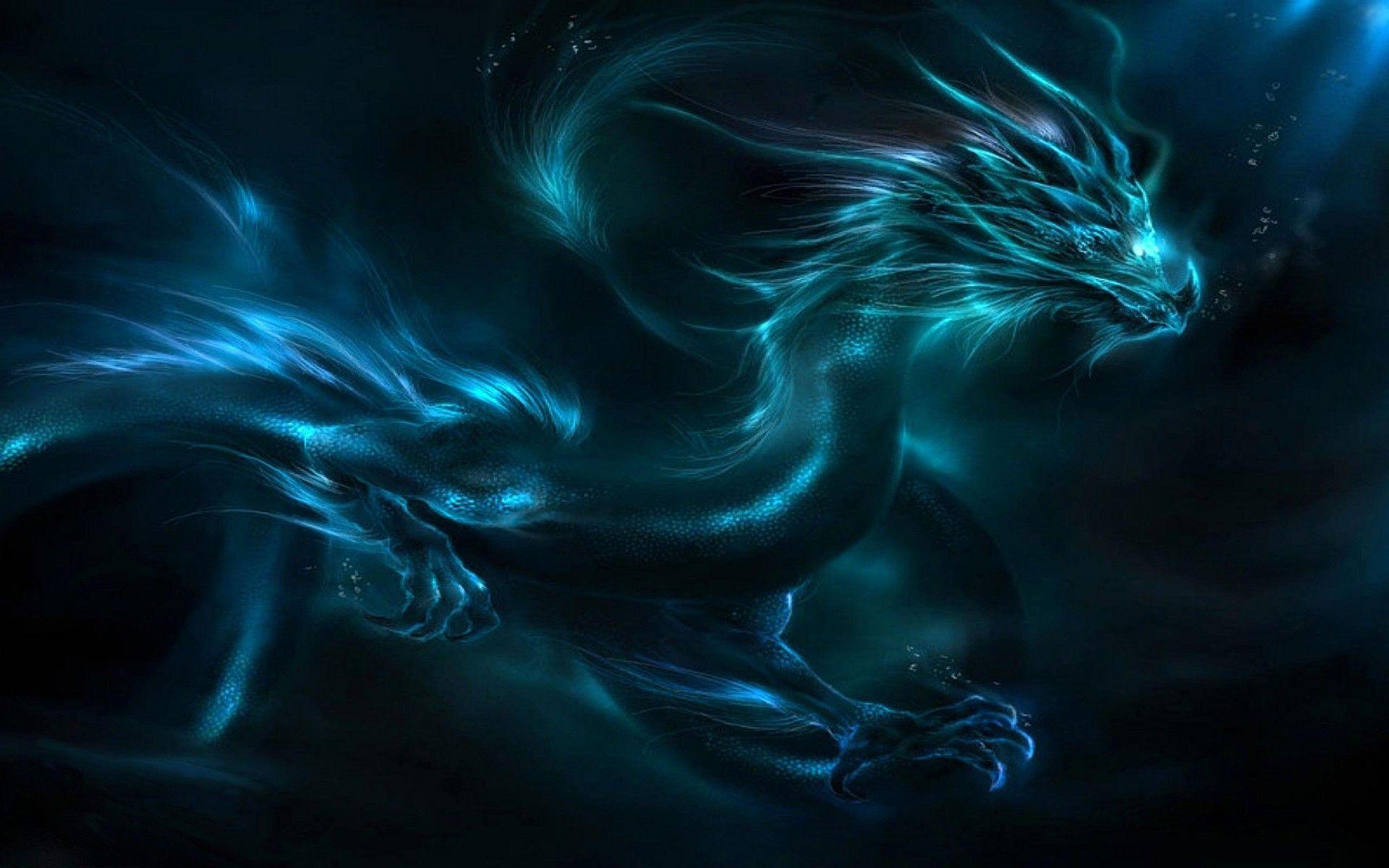 Drago blu luminoso fantasy, 1920x1200 WUXGA, Laptop