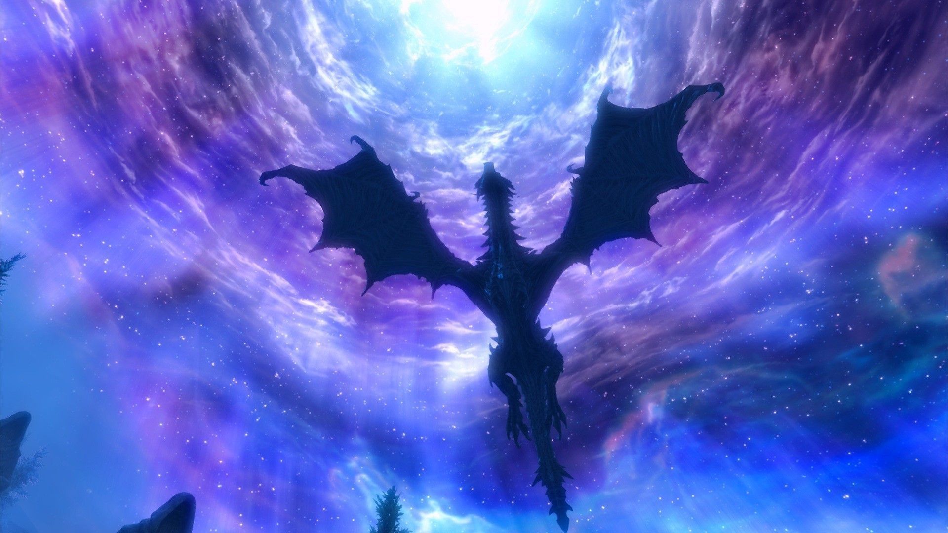 Drago viola silhouette cielo, 1920x1080 Full HD, Desktop