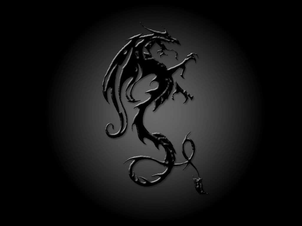Drago nero silhouette sfondo scuro, 1024x768 HD, Desktop