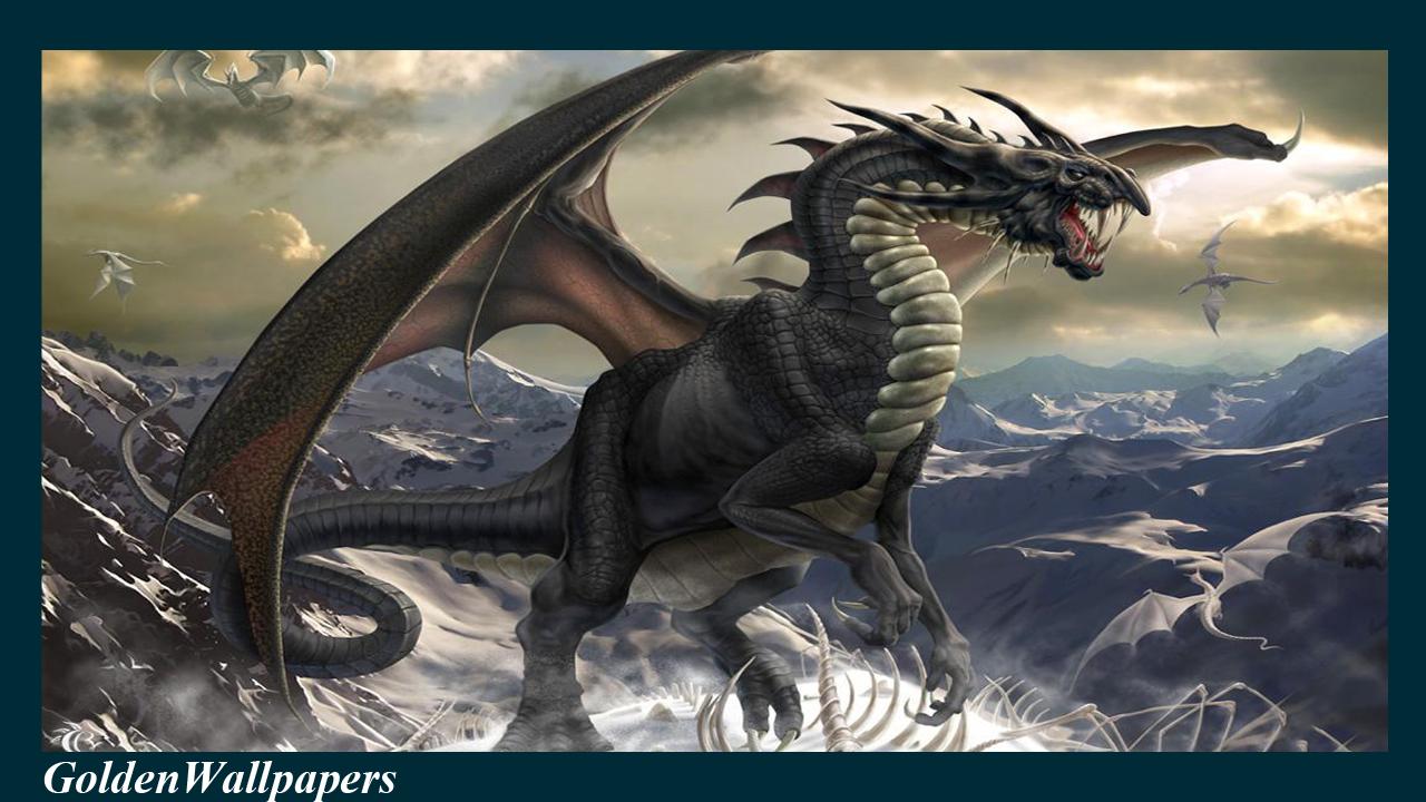 Drago nero su montagne, 1280x720 720p, PC