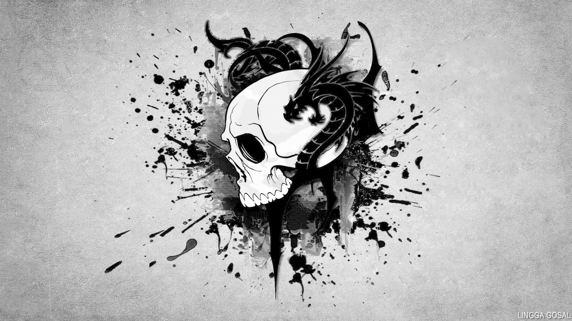 Teschio con drago nero, 1920x1080 1080p, Desktop