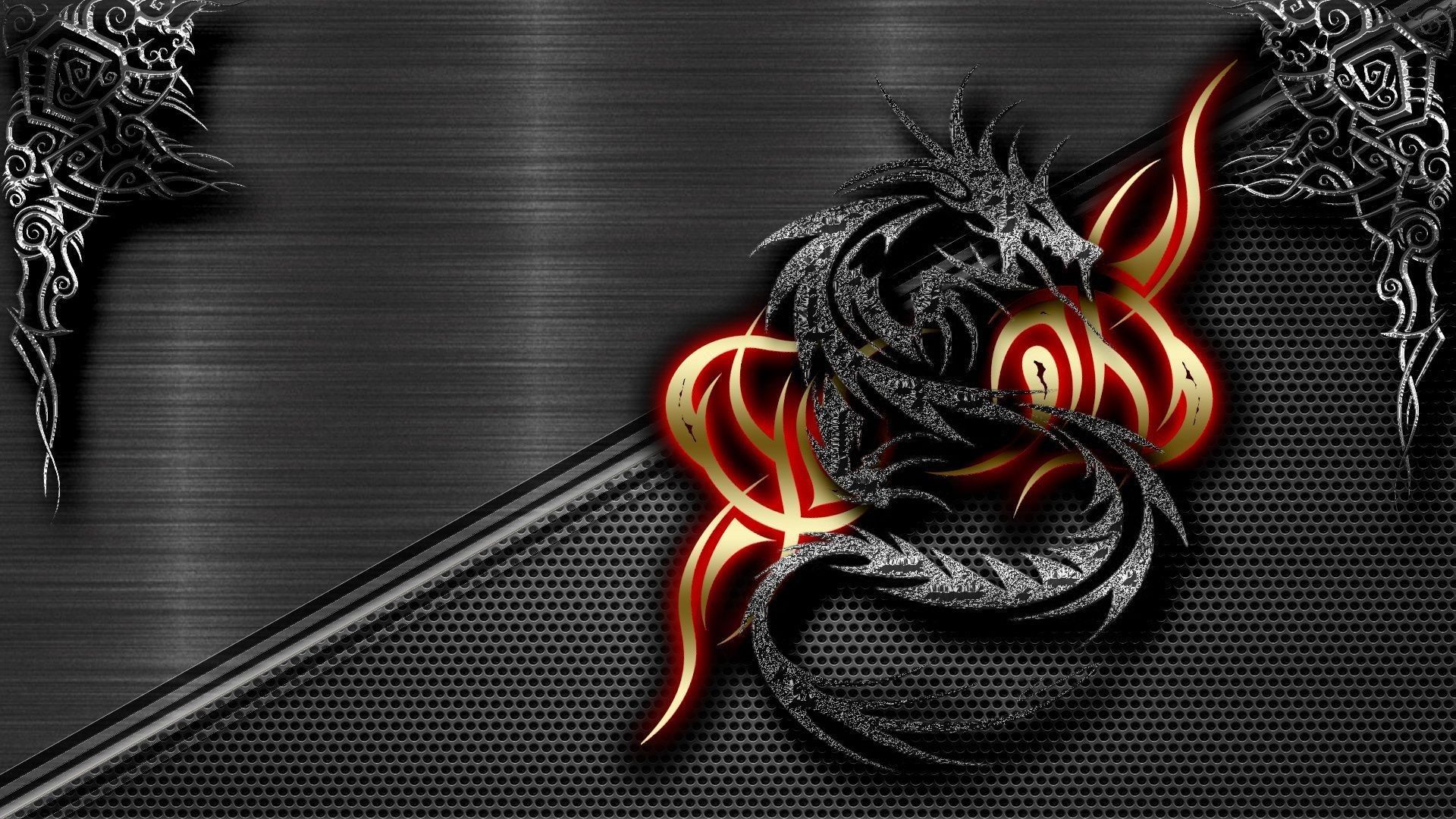Drago nero fiamme arancioni, 1920x1080 Full HD 1080p, PC Desktop
