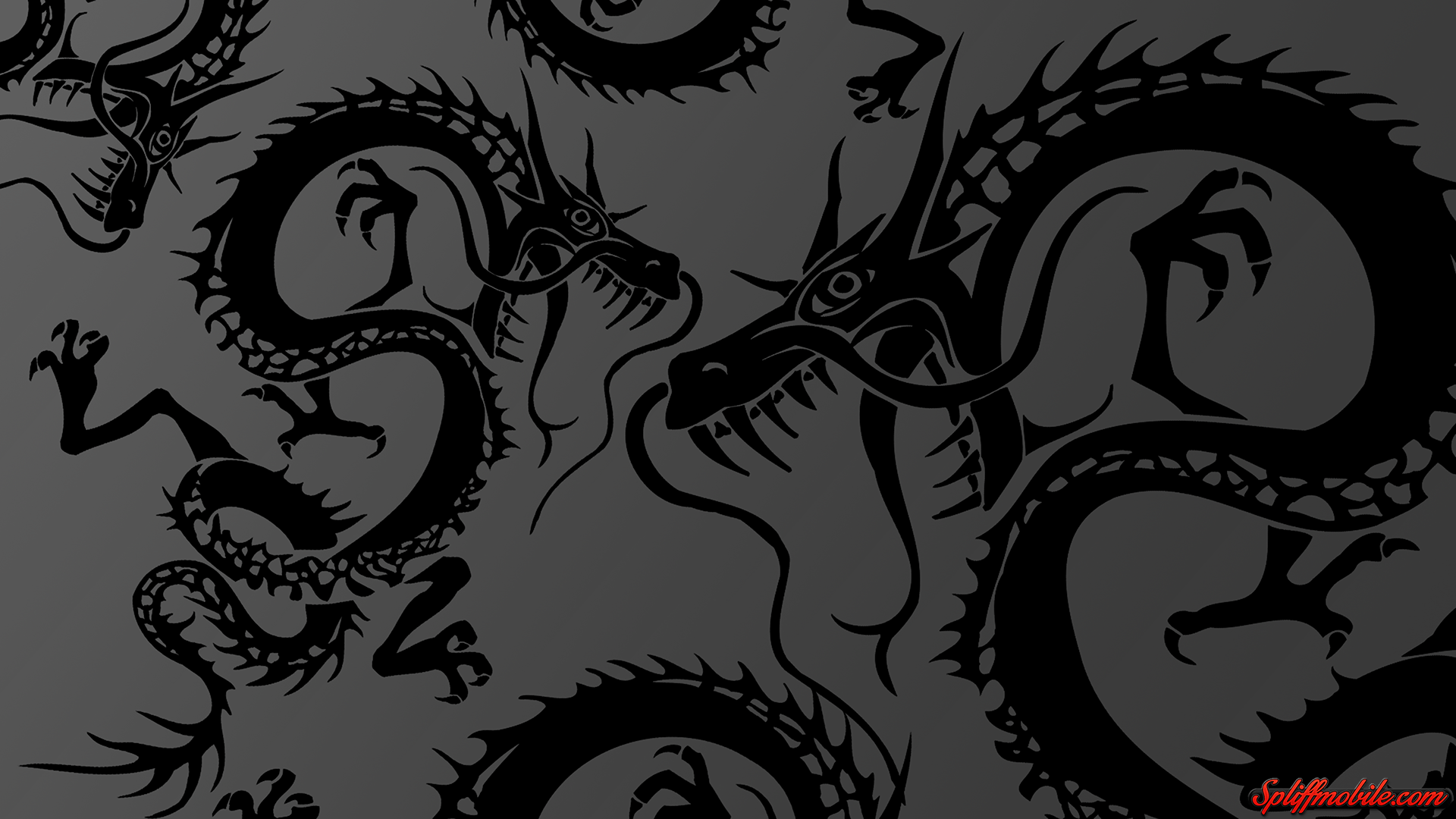 Draghi neri stilizzati, 1920x1080 Full HD, Desktop