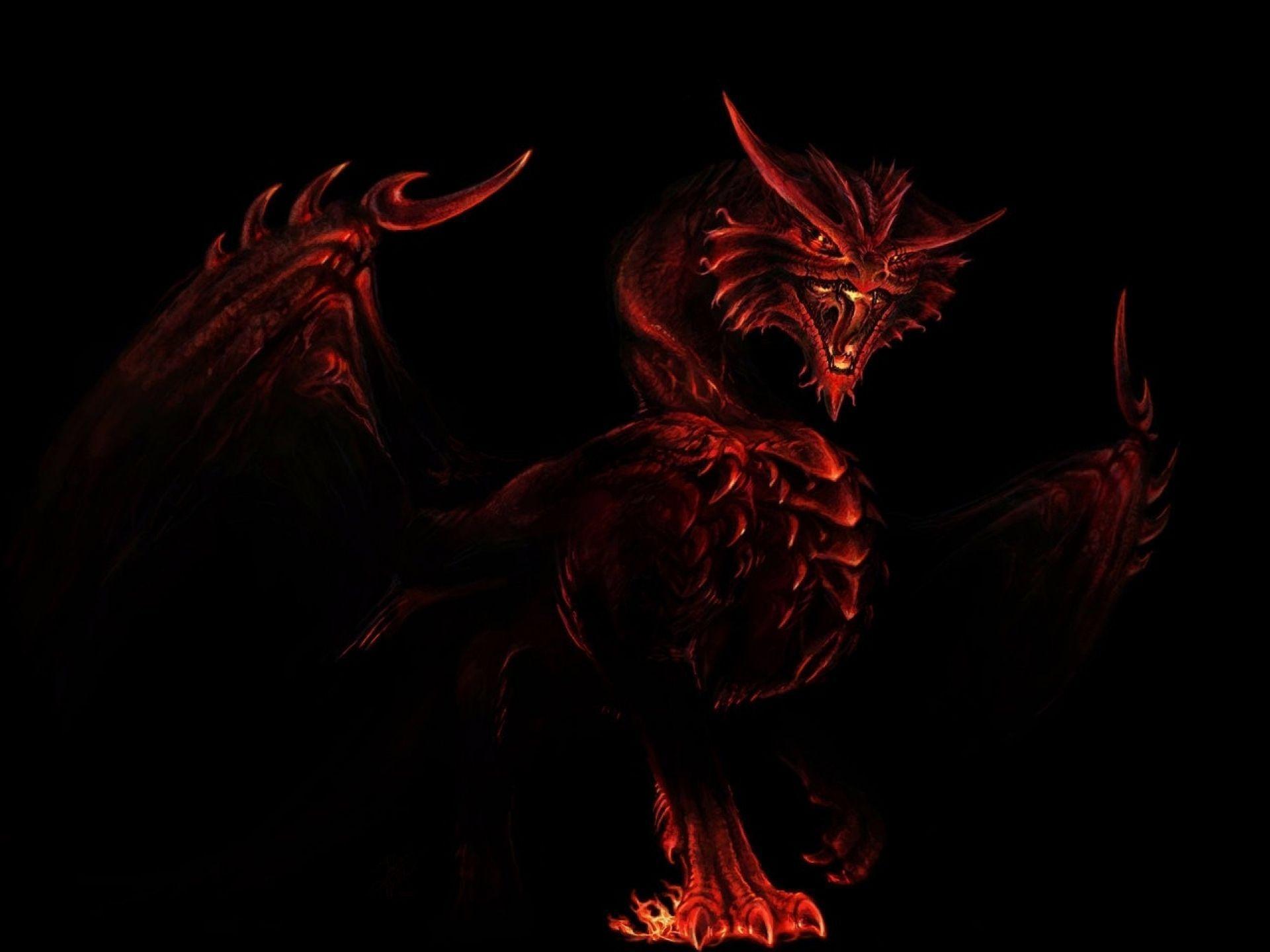 Drago rosso su sfondo nero, 1920x1440 Full HD+, PC Desktop