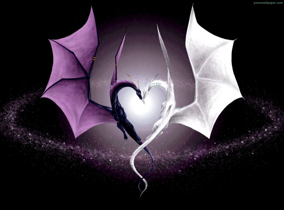 Drago nero ali cuore, 1112x824 HD, PC