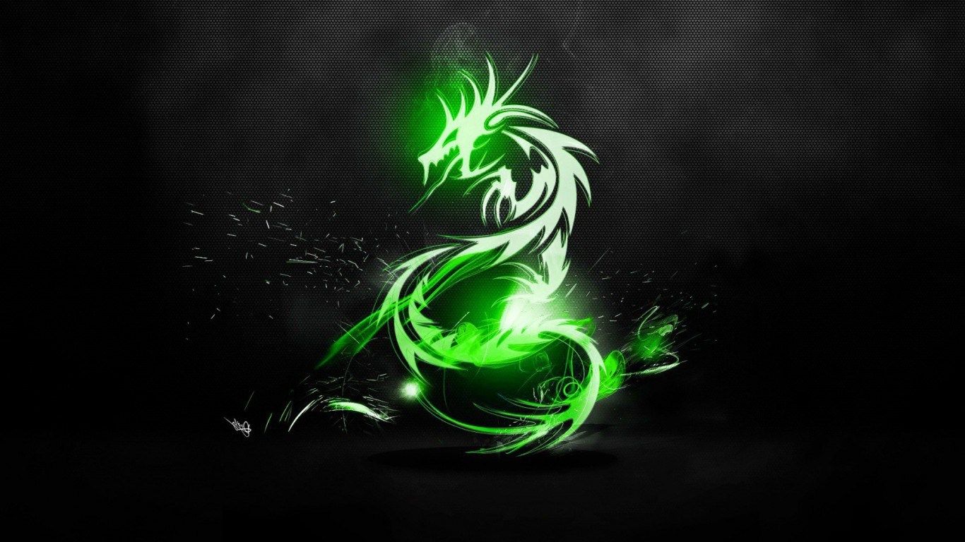 Drago tribale verde luminoso, 1366x768 HD, PC Desktop