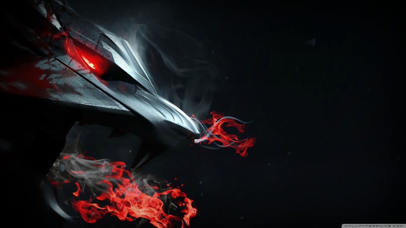 Drago nero con fuoco rosso, 1366x768 HD, Desktop