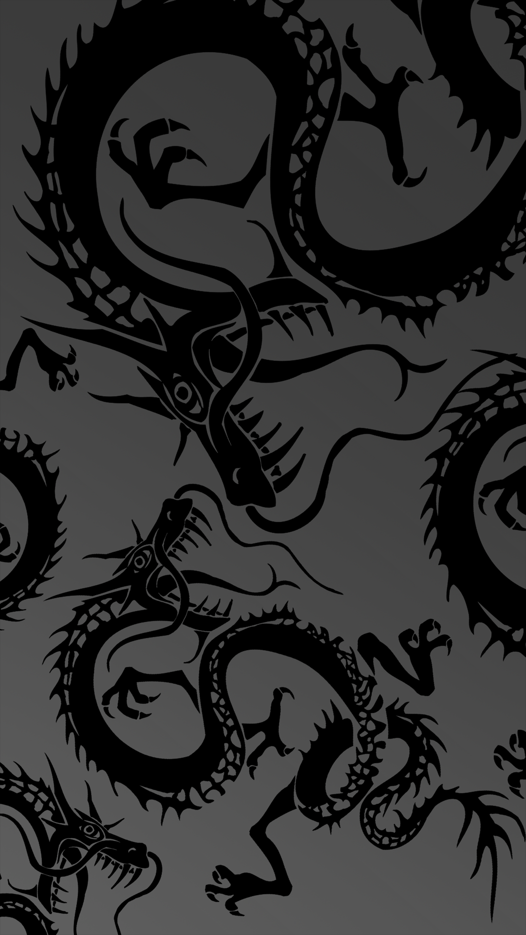 Drago nero pattern grigio, 1080x1920 Verticale, Telefono