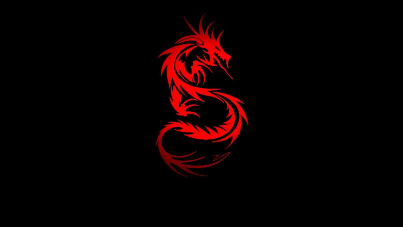 Drago rosso su nero, 1600x900 HD Ready, PC