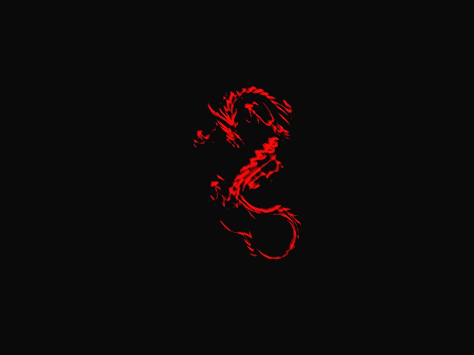 Drago rosso su sfondo nero, 1600x1200 900p, Laptop