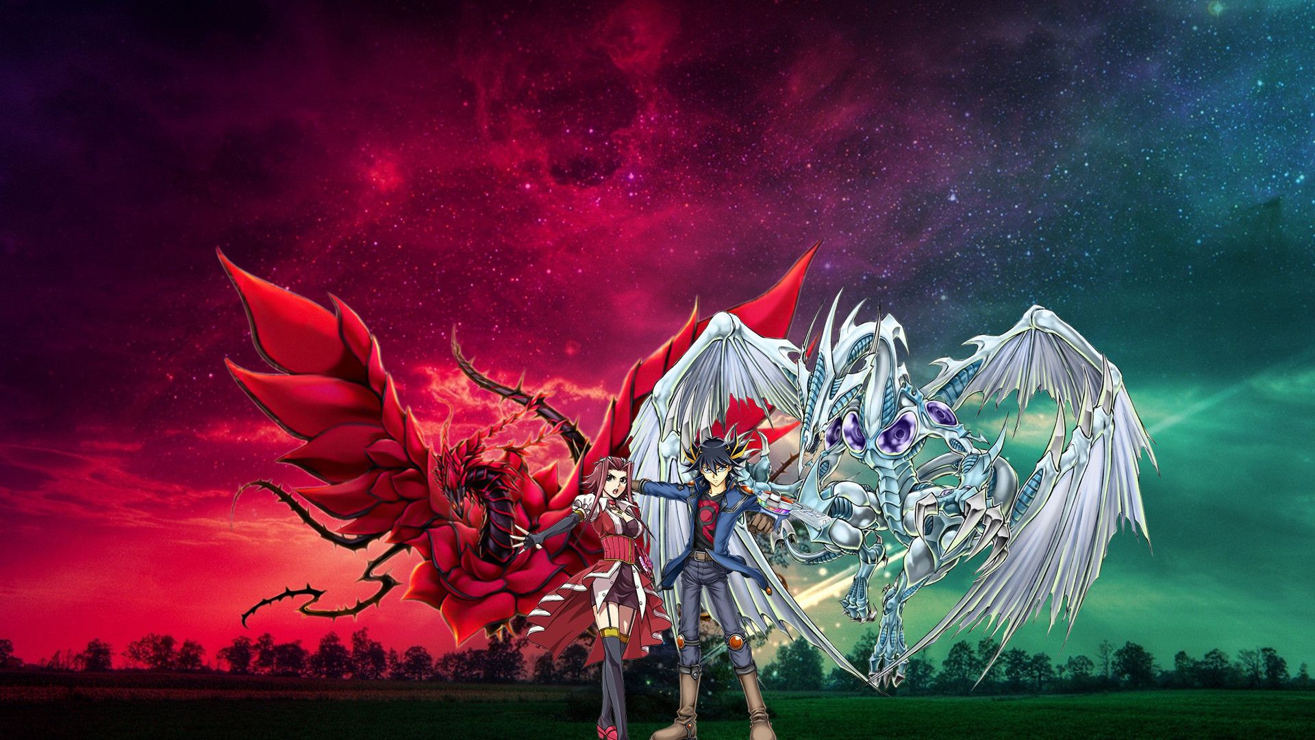 Draghi rossi e bianchi fantasy, 1920x1080 Full HD 1080p, PC