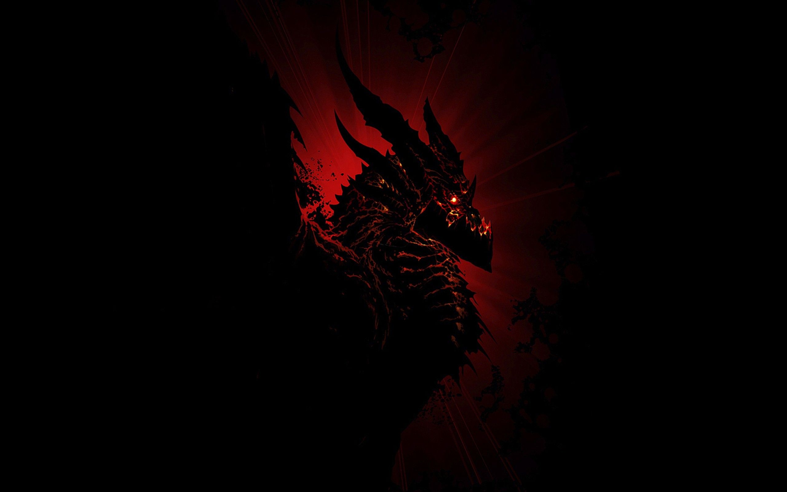 Drago nero occhi rossi, 2560x1600 2K, Laptop