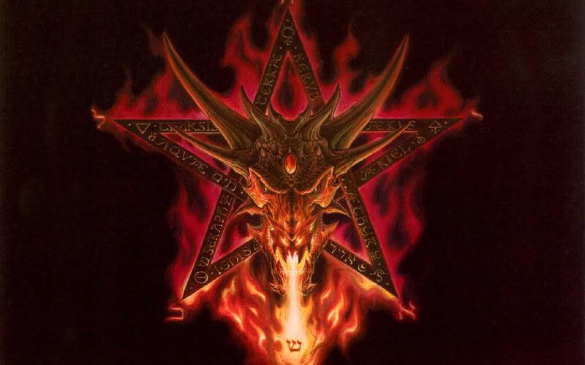 Drago demoniaco pentagramma fiamme, 1920x1200 Full HD+, Desktop