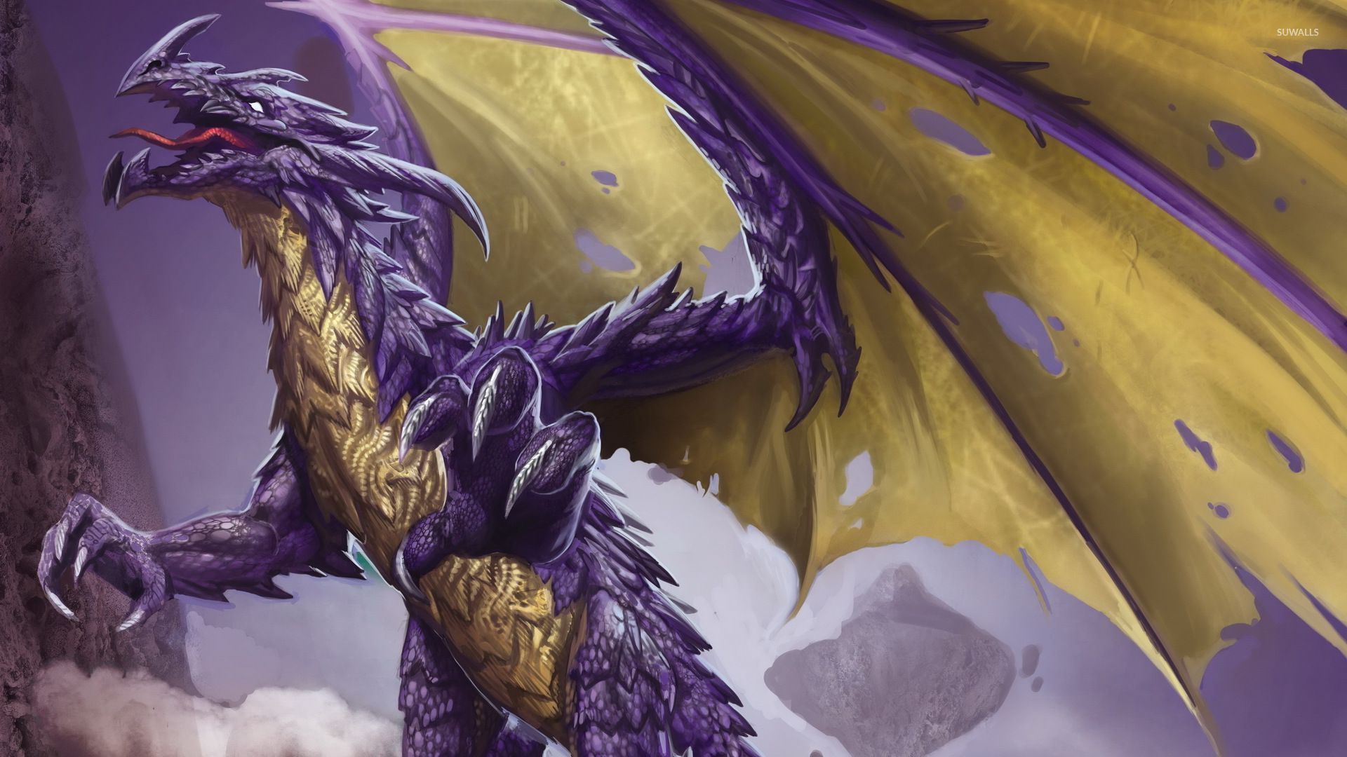 Drago viola con ali gialle, 1920x1080 1080p, Desktop