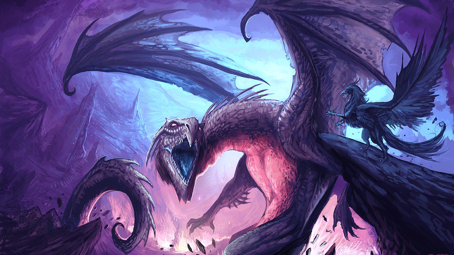 Drago viola con ali spiegate, 1920x1080 1080p, Desktop