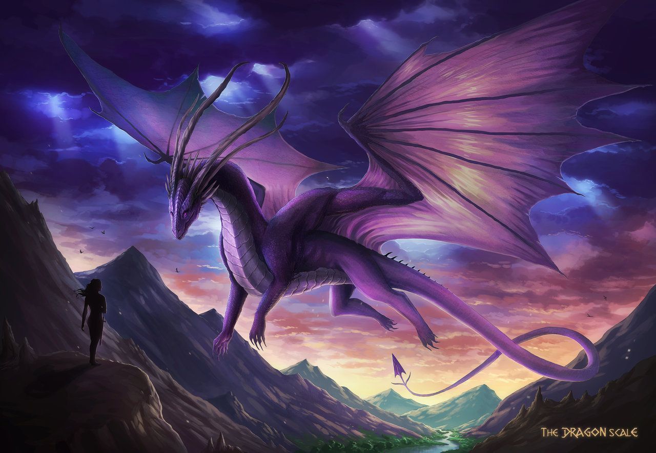 Drago viola alato montagne, 1280x885 720p, Laptop