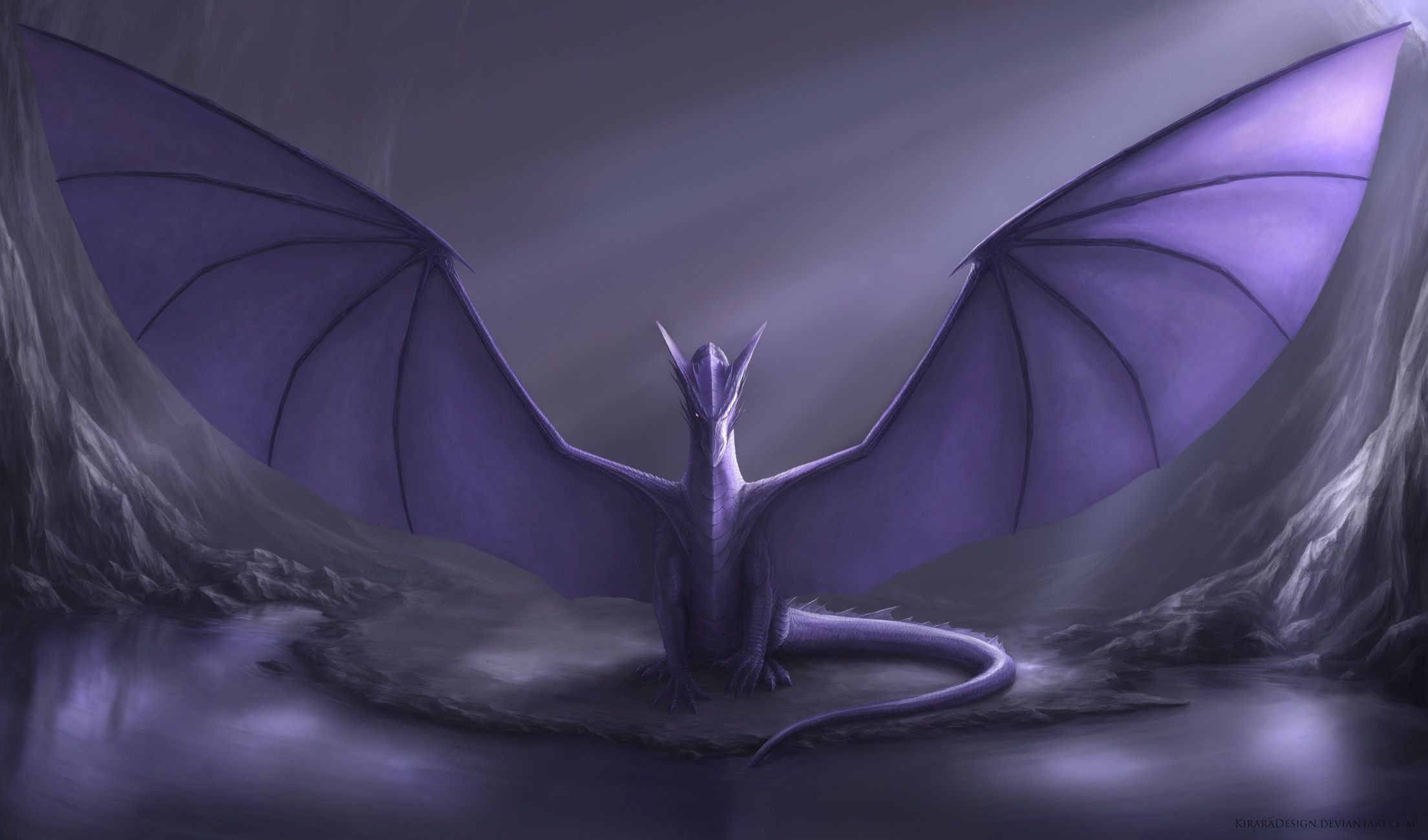 Drago viola con ali spiegate, 2209x1300 Hi-Res, PC