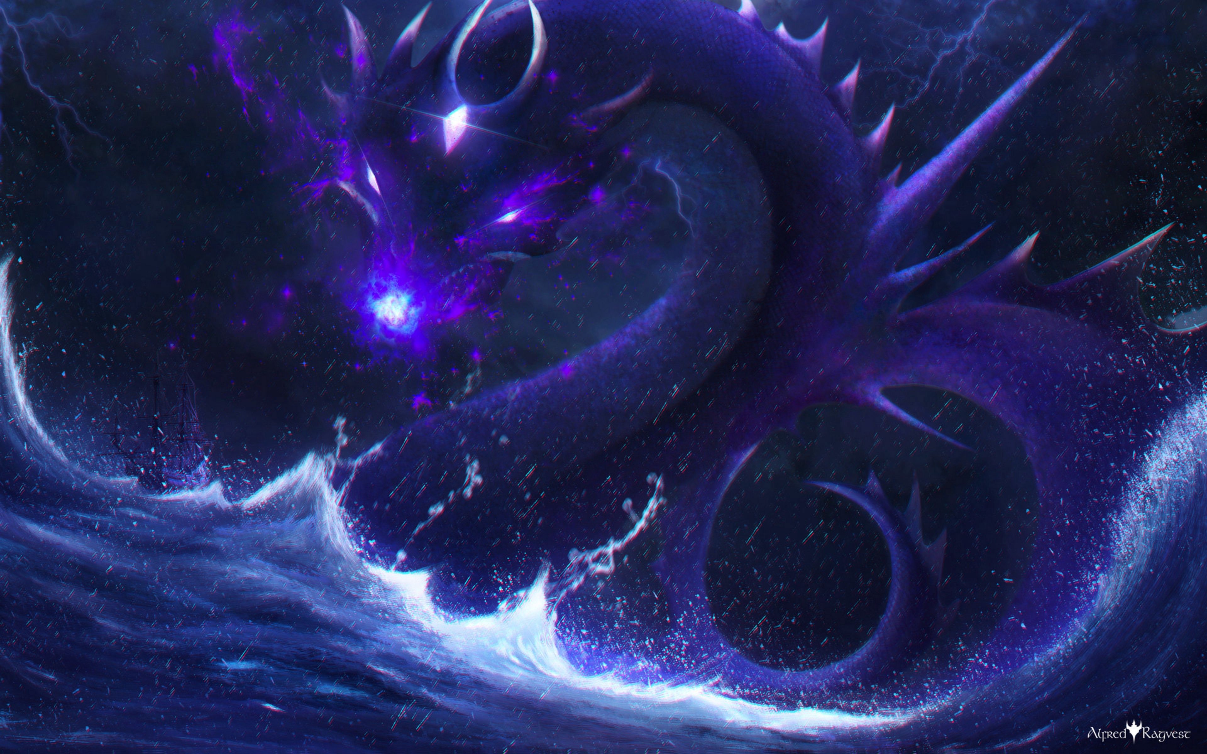 Draghi viola cosmici, 1920x1080 Full HD 1080p, PC