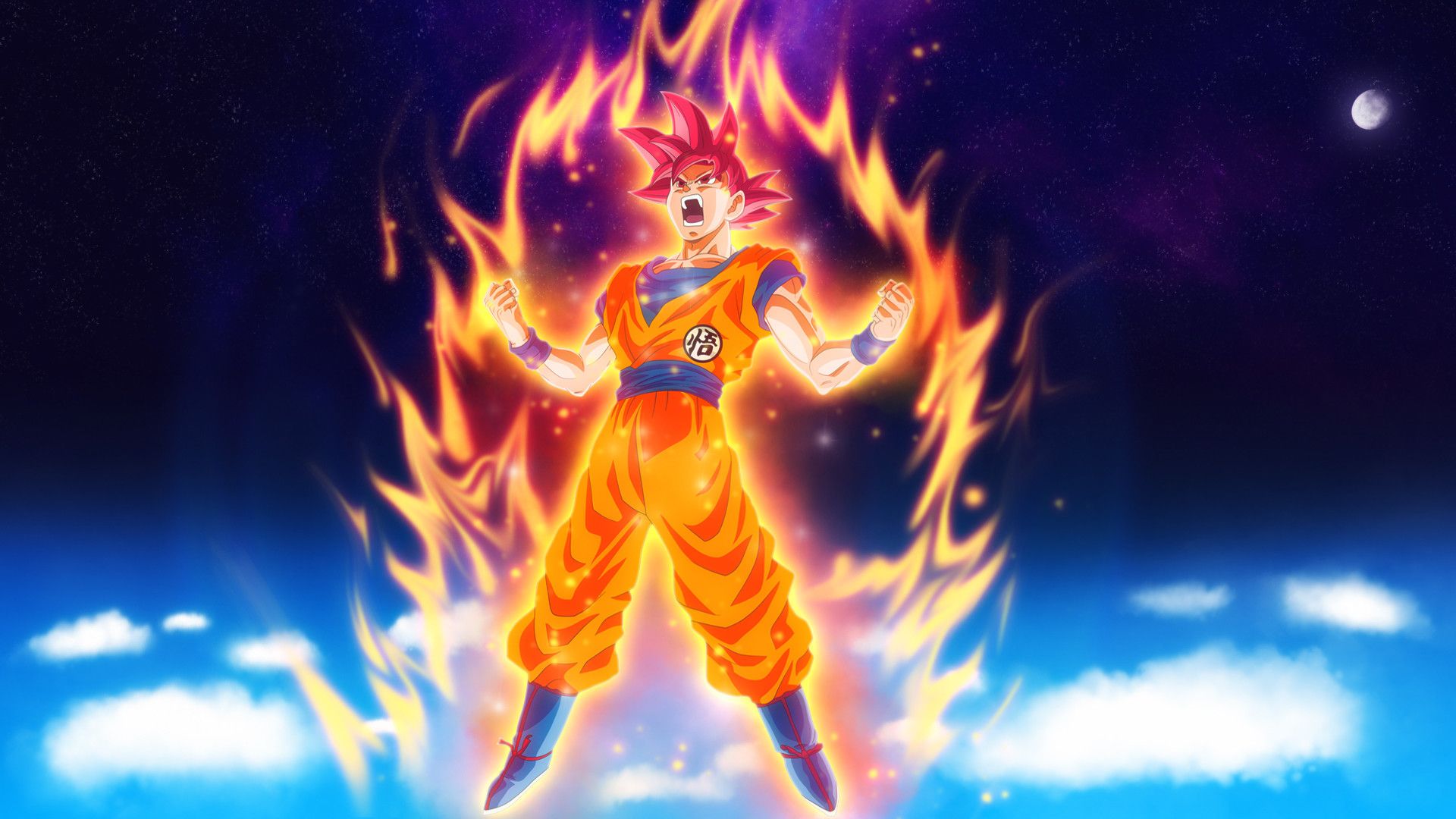 Goku Super Saiyan God fiamme, 1920x1080 Full HD 1080p, Laptop