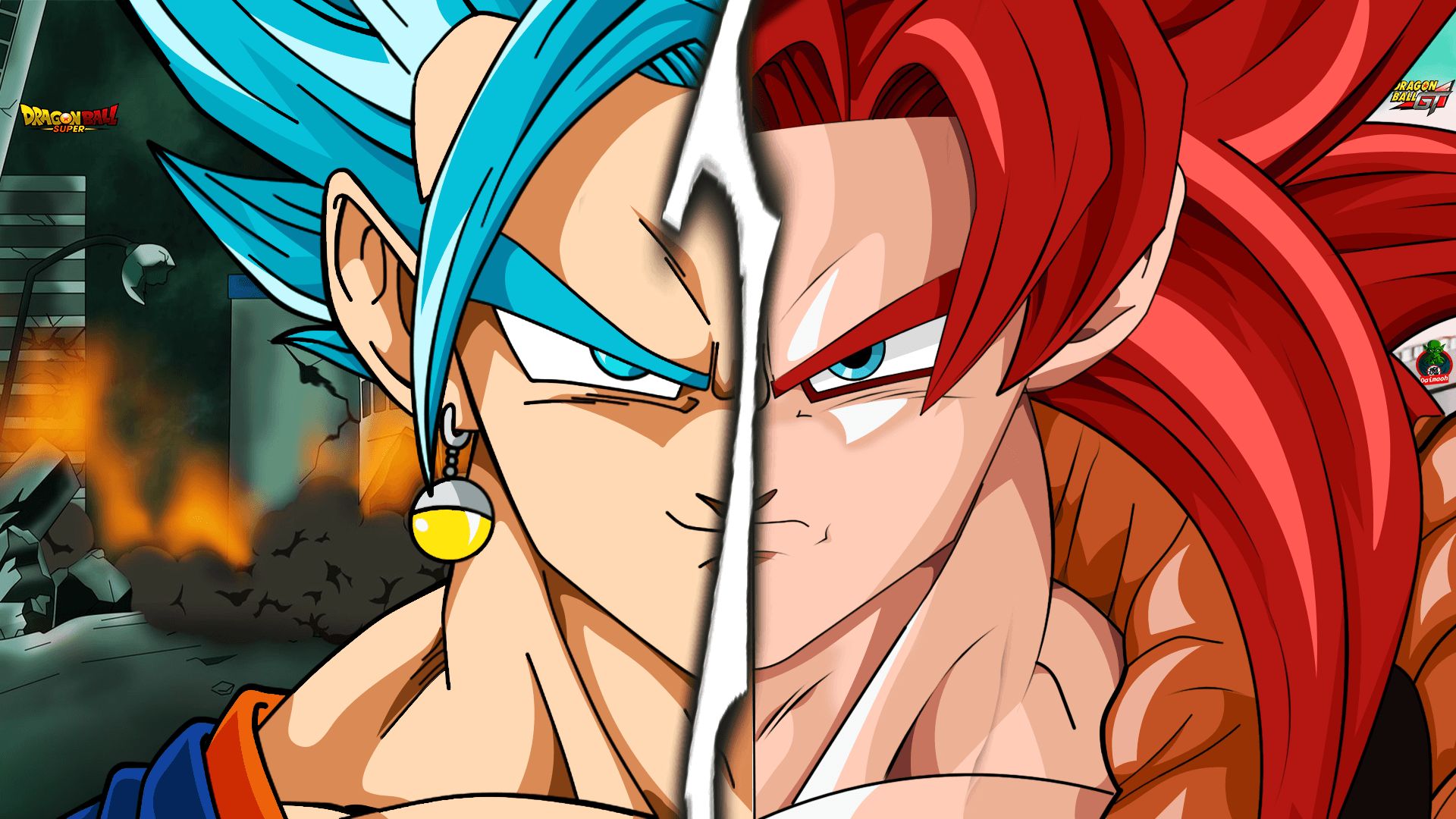 Goku Super Saiyan blu e rosso, 1920x1080 Full HD, PC