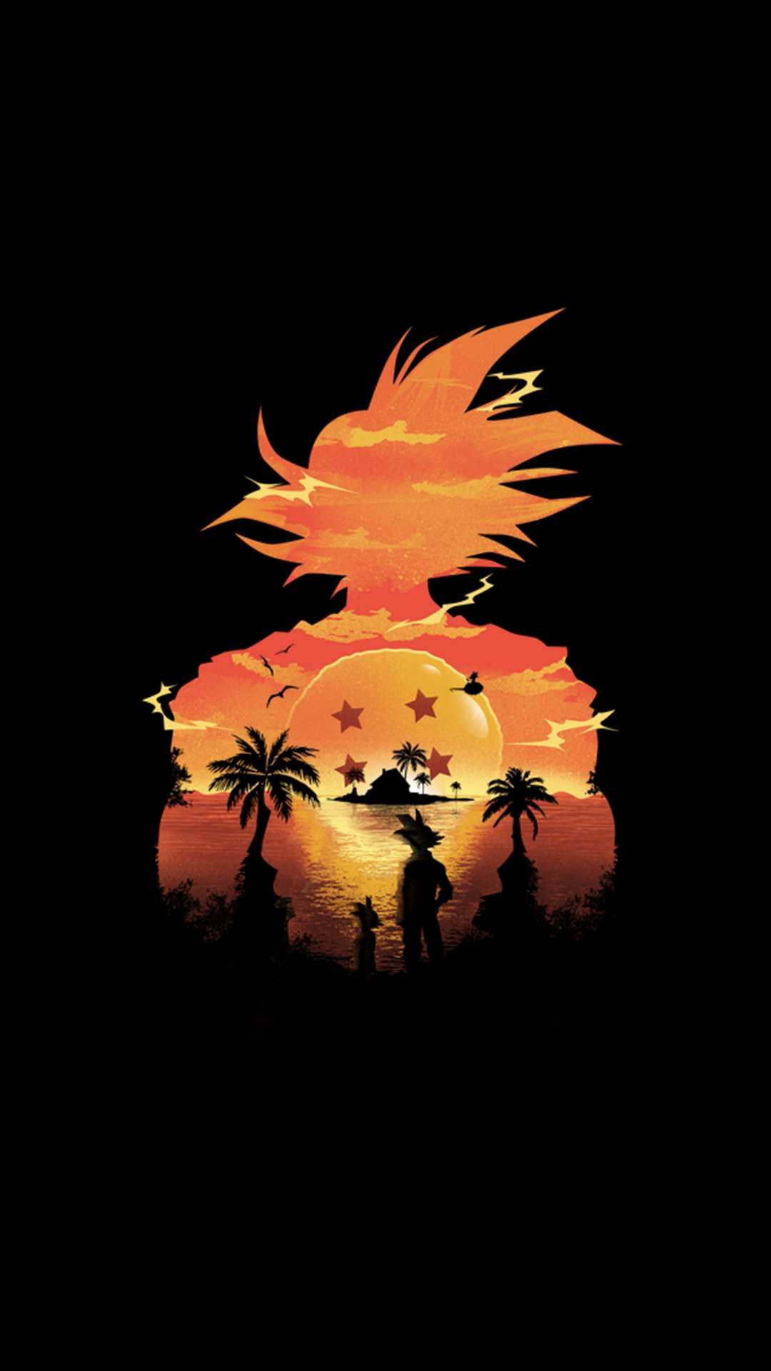 Goku silhouette tramonto Dragon Ball, Super Saiyan, 1080x1920 Verticale, Samsung Galaxy