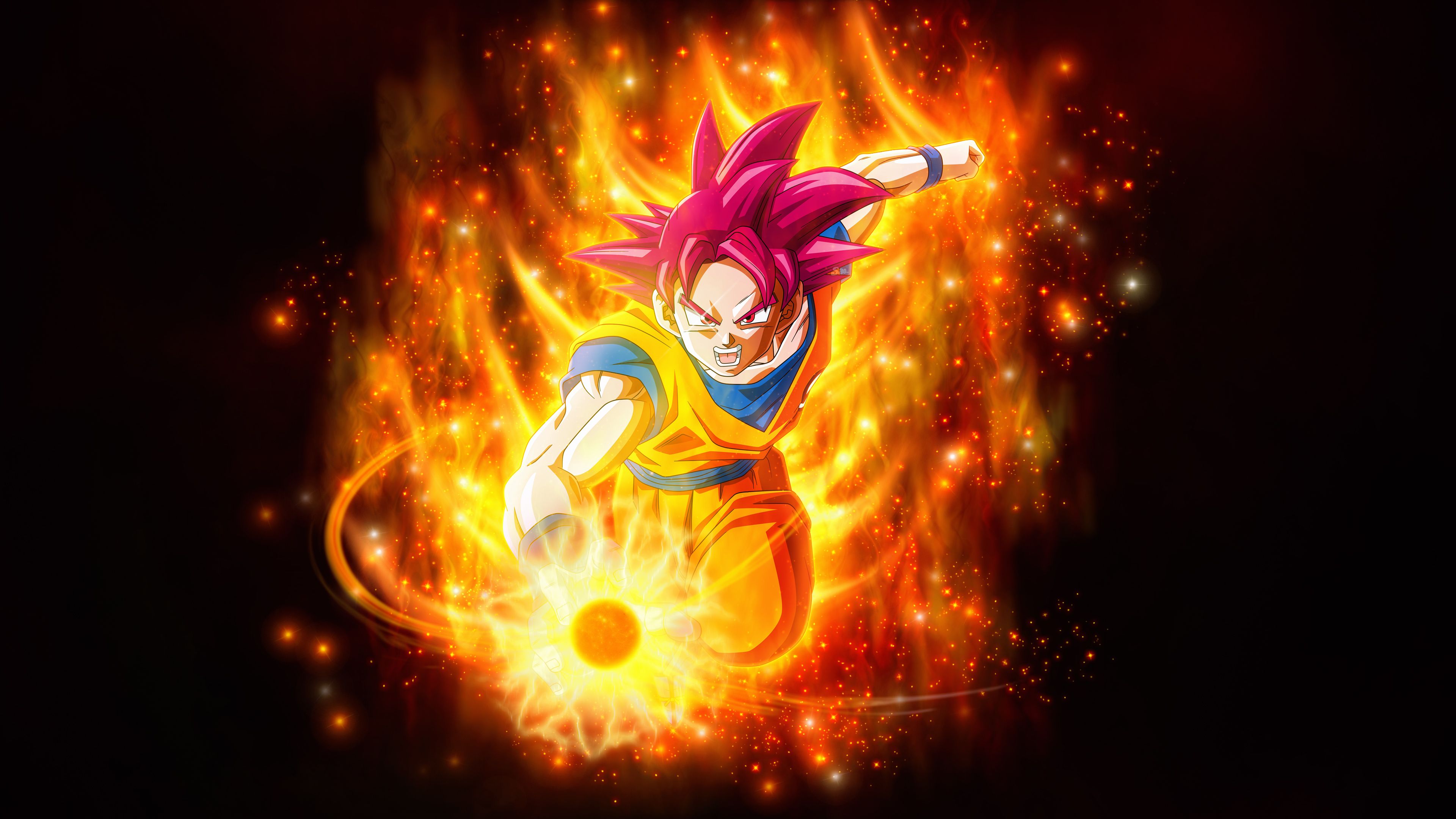 Goku Super Saiyan God, Dragon Ball, 3840x2160 4K, Desktop 4K