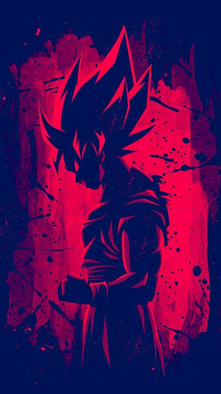 Goku silhouette rossa Dragon Ball, Kamehameha, 719x1280 Full HD Verticale, Google Pixel
