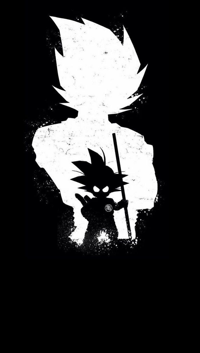Goku silhouette bianco e nero, Kamehameha, 700x1233 Full HD Verticale, Oppo