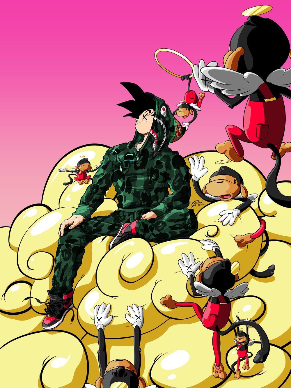 Goku BAPE camo nuvola, A Bathing Ape, 1000x1333 Verticale, Telefono