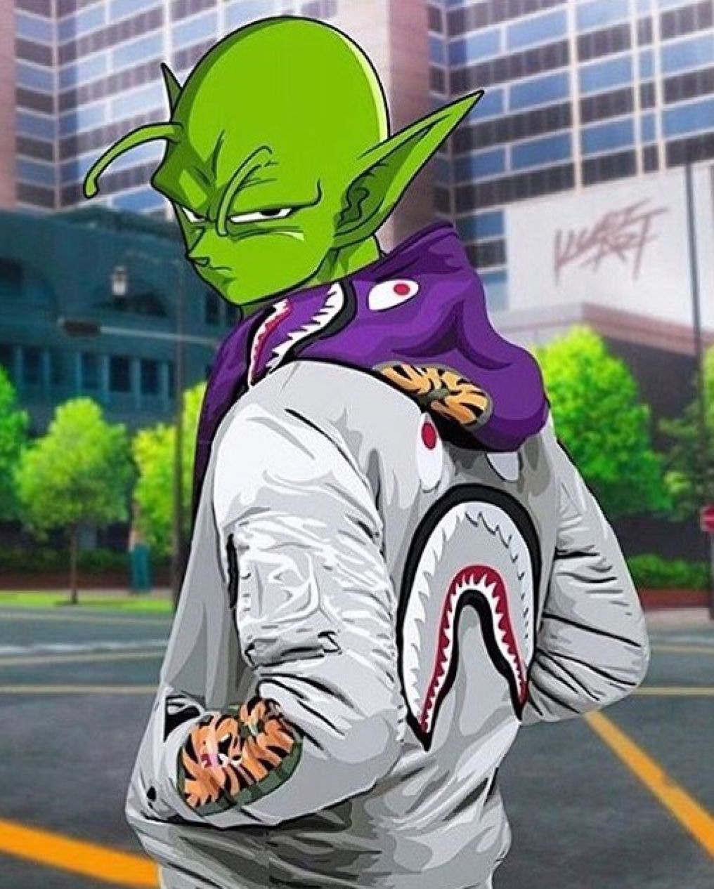 Piccolo con giacca BAPE squalo, streetwear giapponese, 1016x1266 Full HD Verticale, iPhone