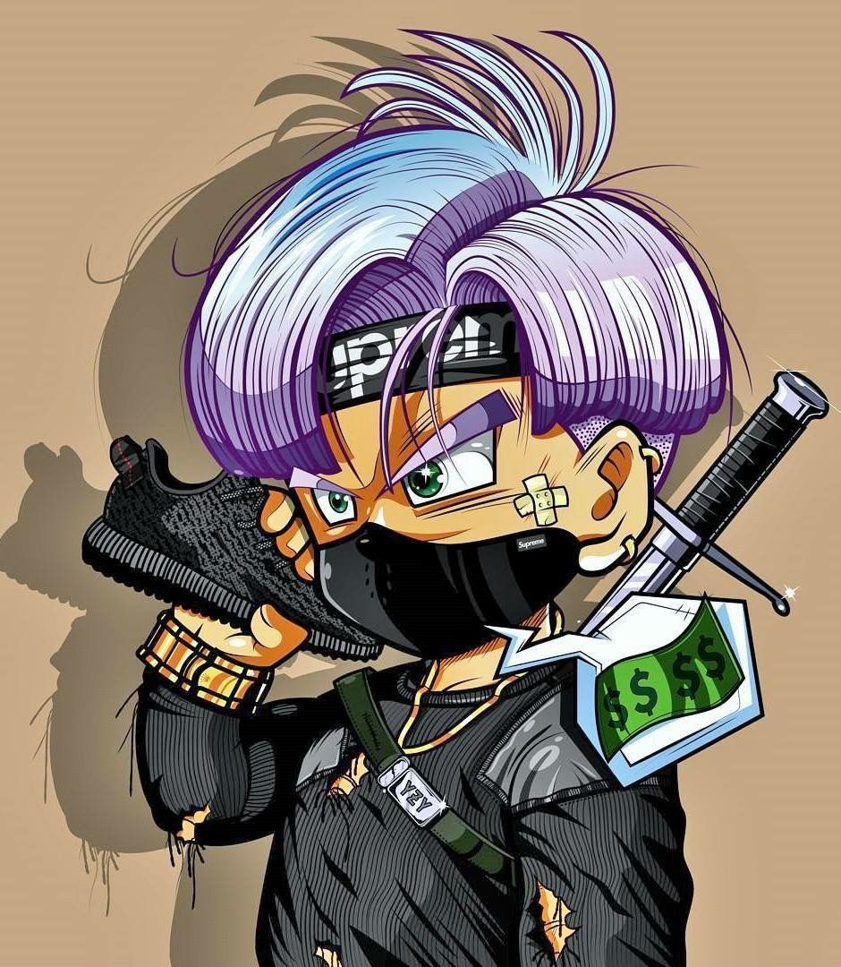 Trunks Dragon Ball Z BAPE style, anime di Akira Toriyama, 940x1080 Verticale, Mobile