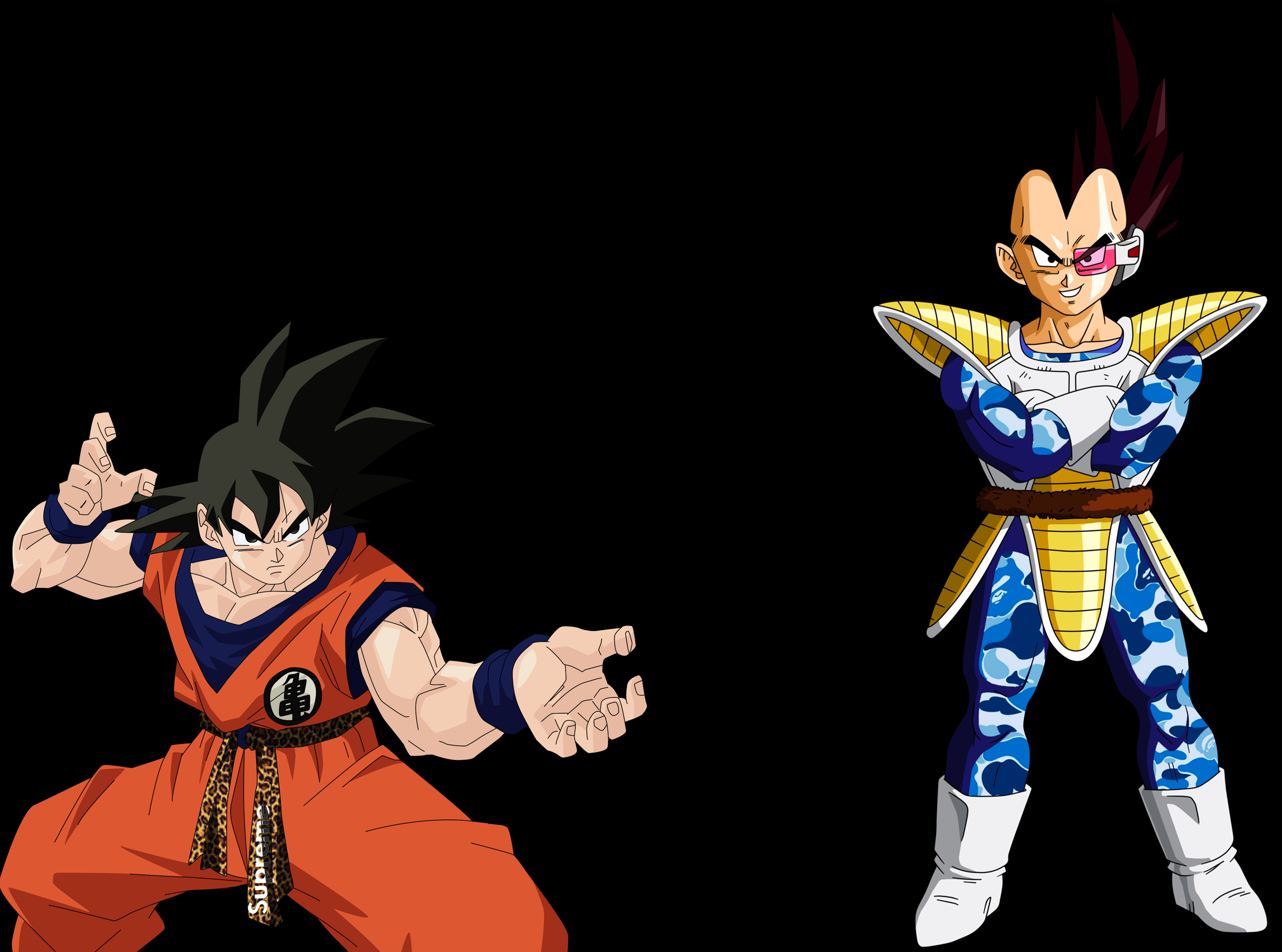 Goku e Vegeta, sfondo nero, 5110x3794 4K, Desktop 4K