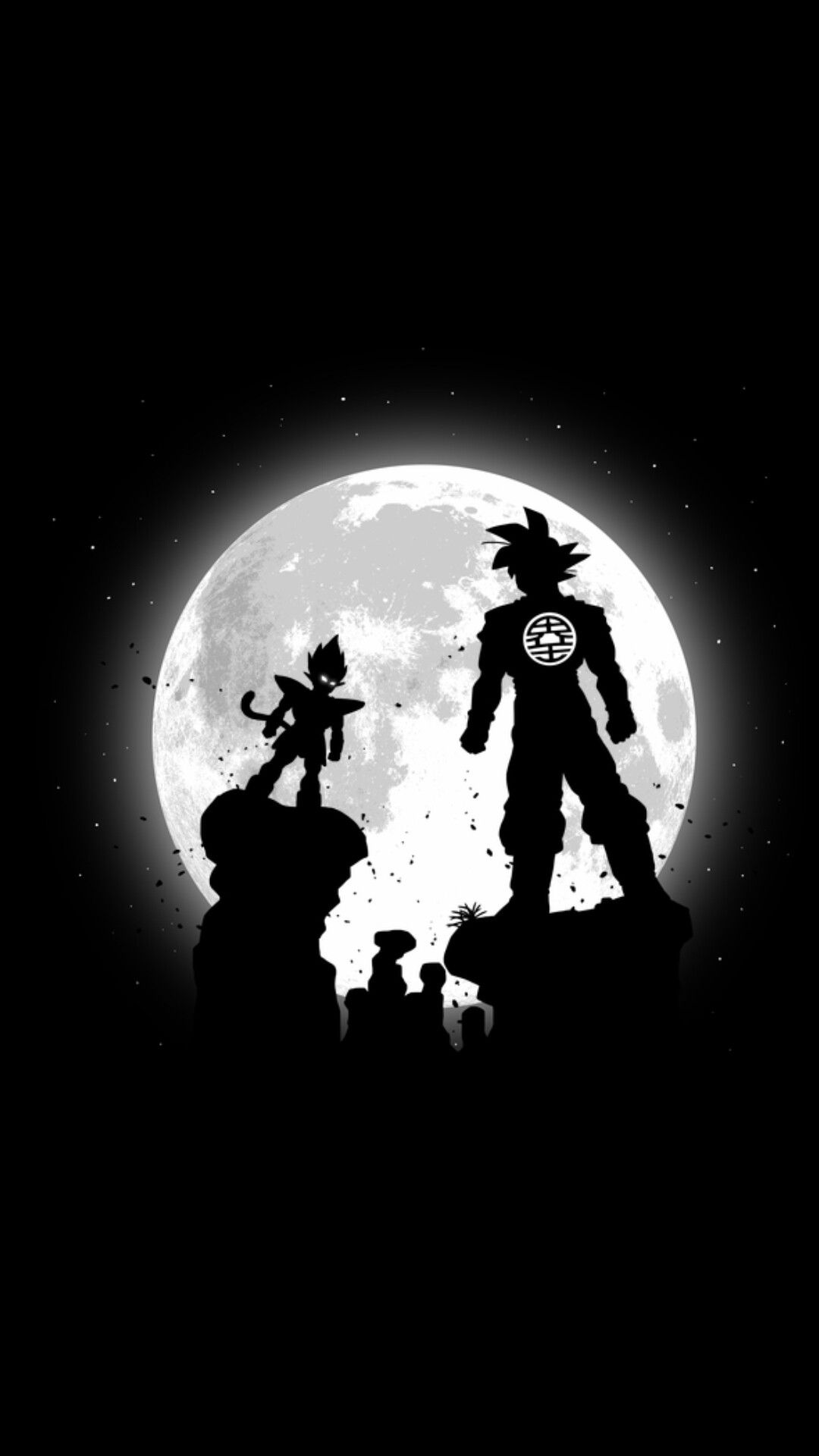Goku e Vegeta silhouette luna, Dragon Ball, 1080x1920 Verticale, Mobile