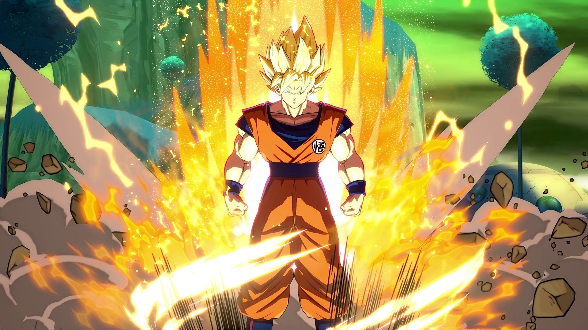 Goku Super Saiyan aura arancione, 1920x1080 Full HD 1080p, PC Desktop