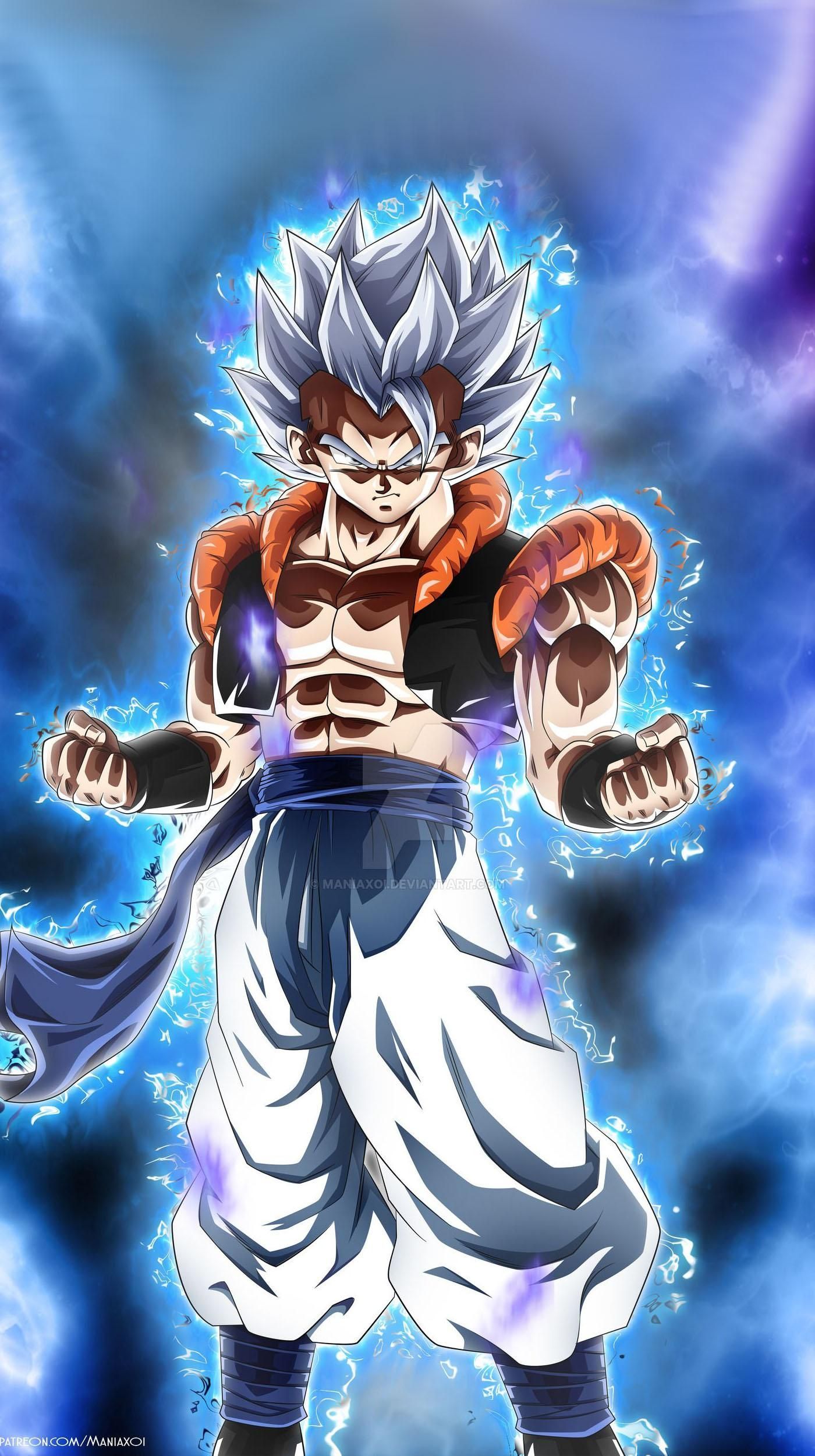 Gogeta Super Saiyan Blue Dragon Ball, anime di Akira Toriyama, 1400x2500 Verticale, Mobile