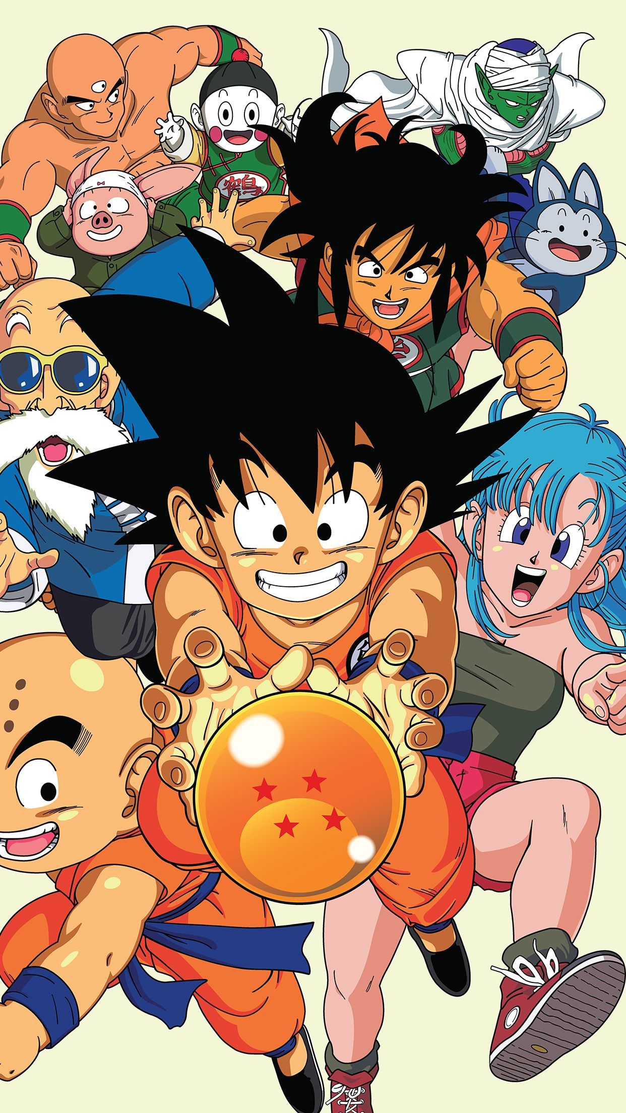 Goku e personaggi Dragon Ball, anime di Akira Toriyama, 1242x2208 Verticale, iPhone Pro Max