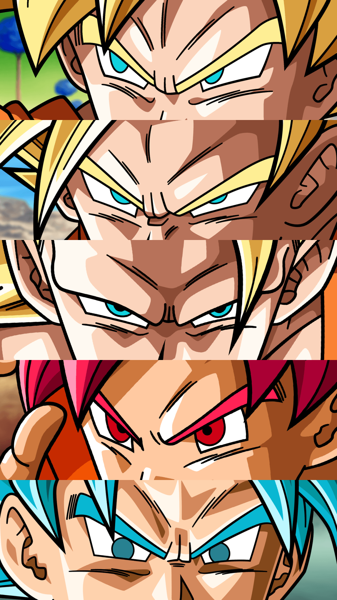 Goku Super Saiyan occhi collage, 1080x1920 Verticale, iPhone Pro