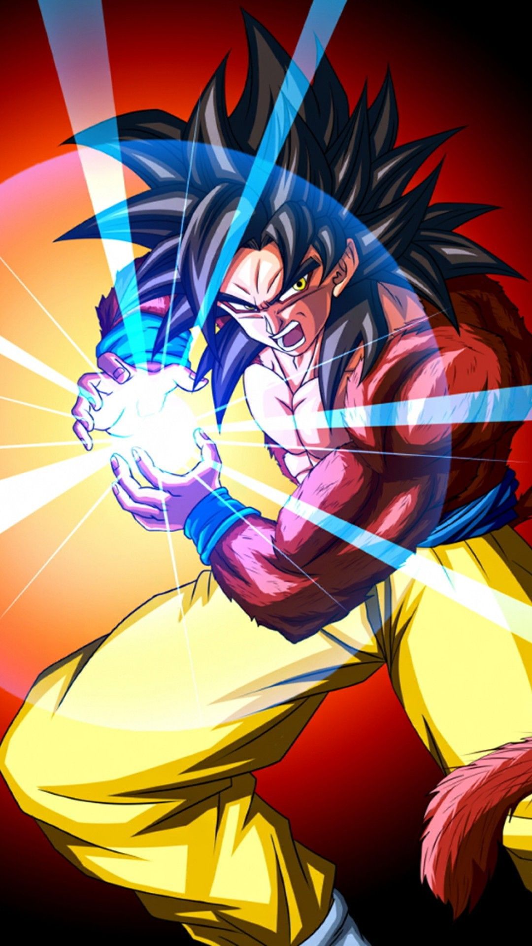 Goku Super Saiyan 4 Dragon Ball, anime di Akira Toriyama, 1080x1920 Verticale, iPhone Air
