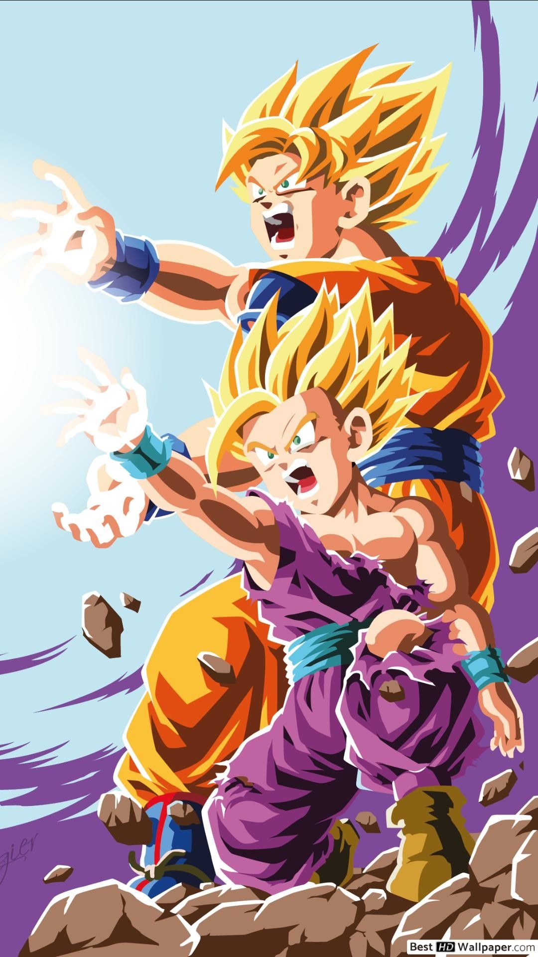Goku e Gohan Super Saiyan, 1080x1920 Full HD Verticale, iPhone Pro Max