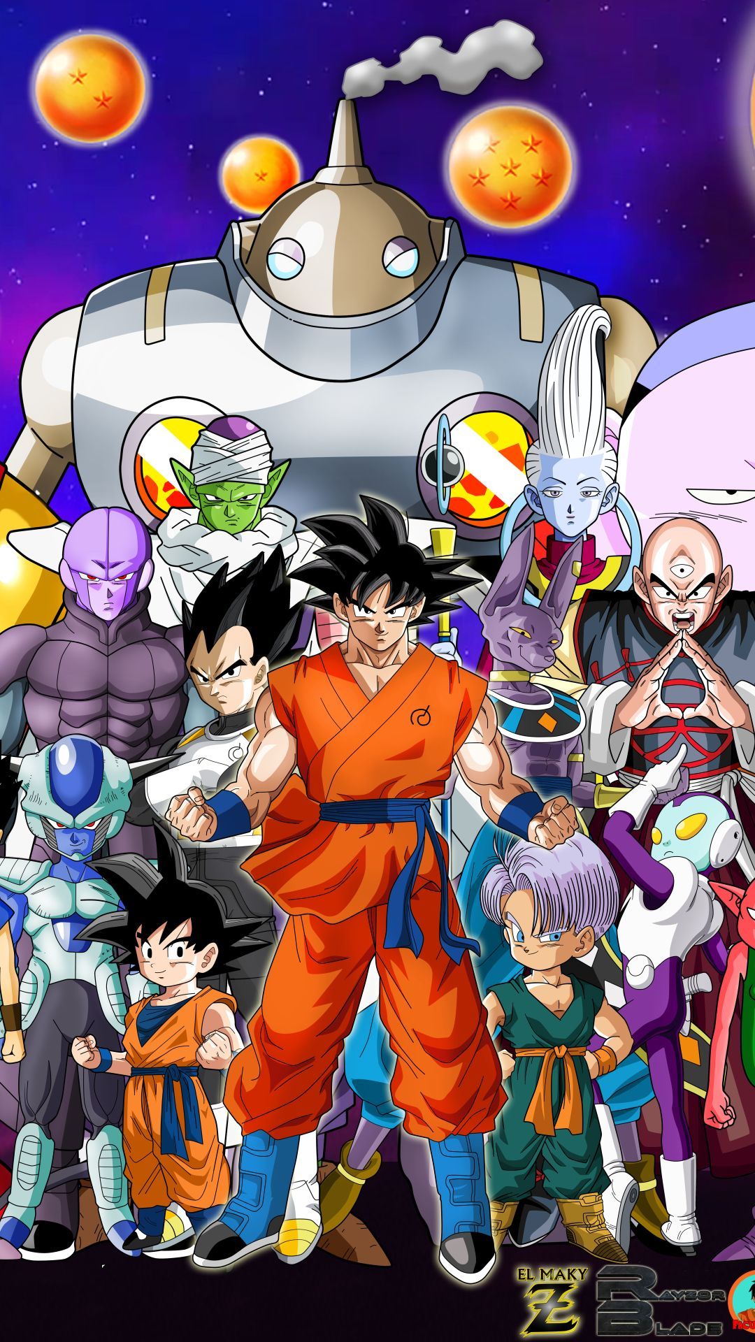Personaggi Dragon Ball Z gruppo, 1080x1920 Verticale, iPhone Pro