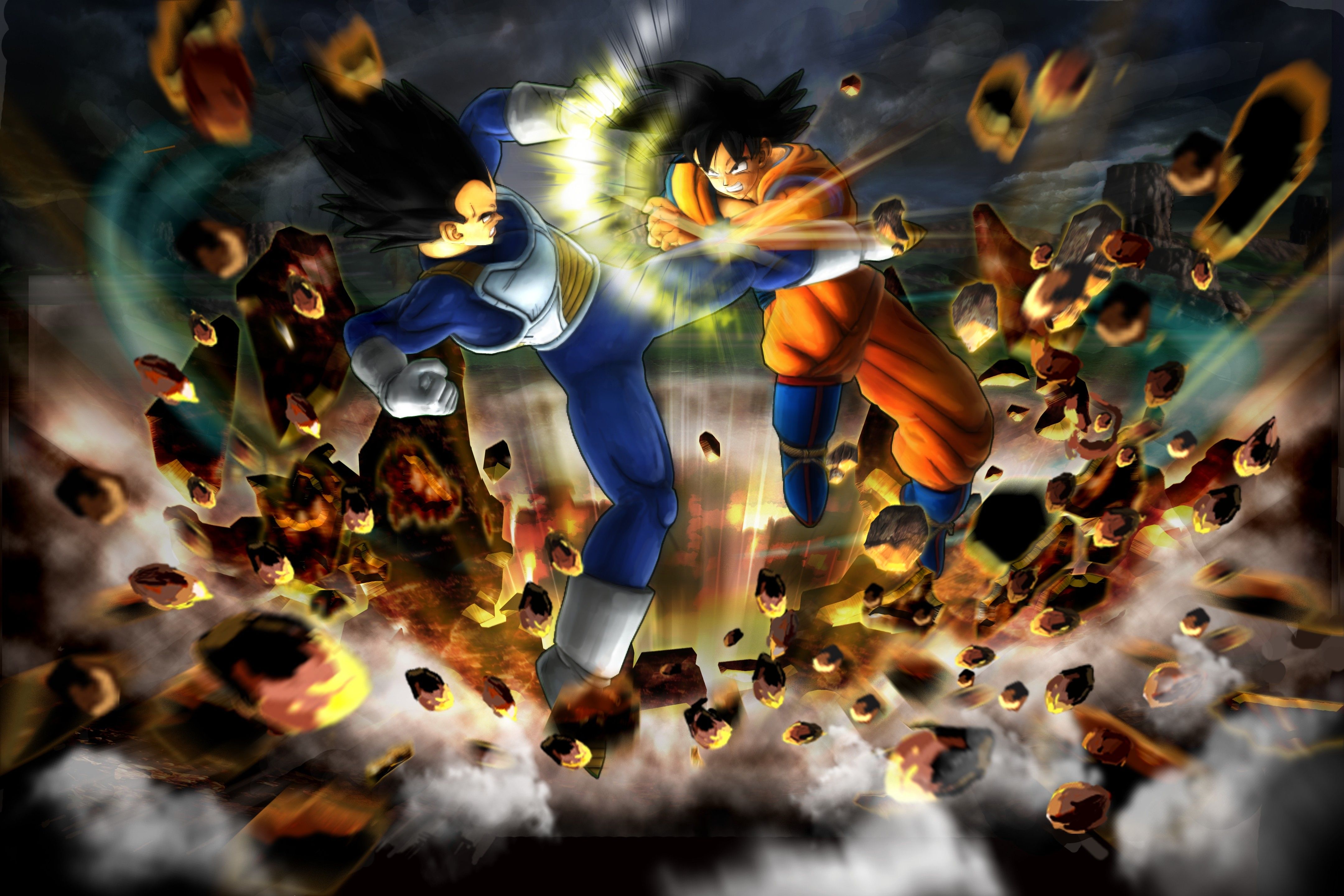 Goku e Vegeta combattono, Principe dei Saiyan, 4320x2880 UHD, Monitor Gaming