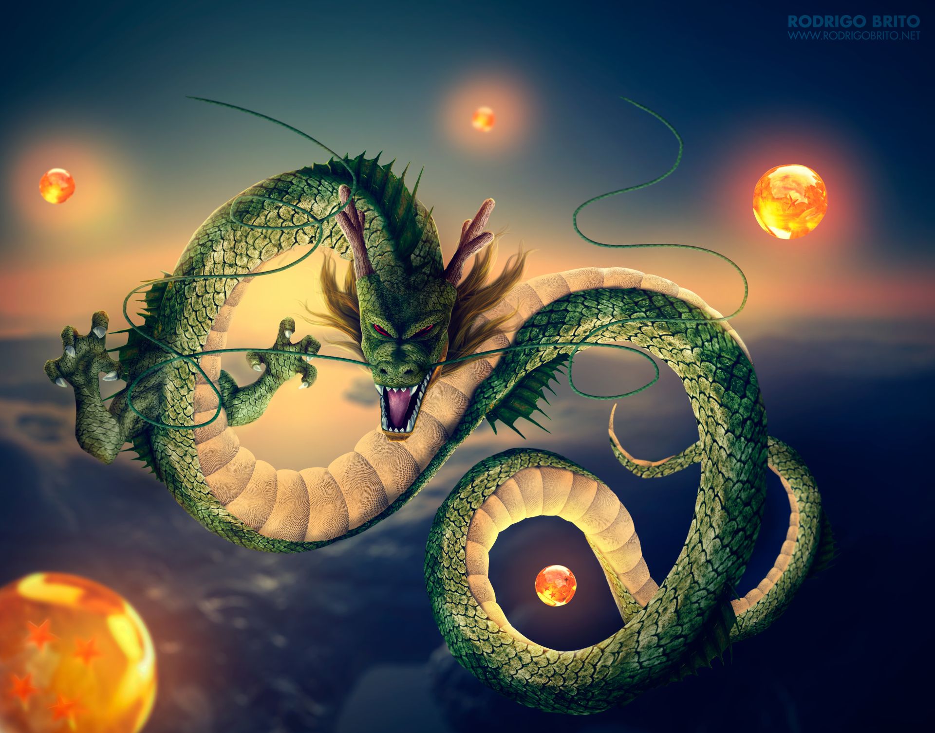 Shenron drago verde Dragon Ball, 1920x1506 WUXGA, Monitor Gaming