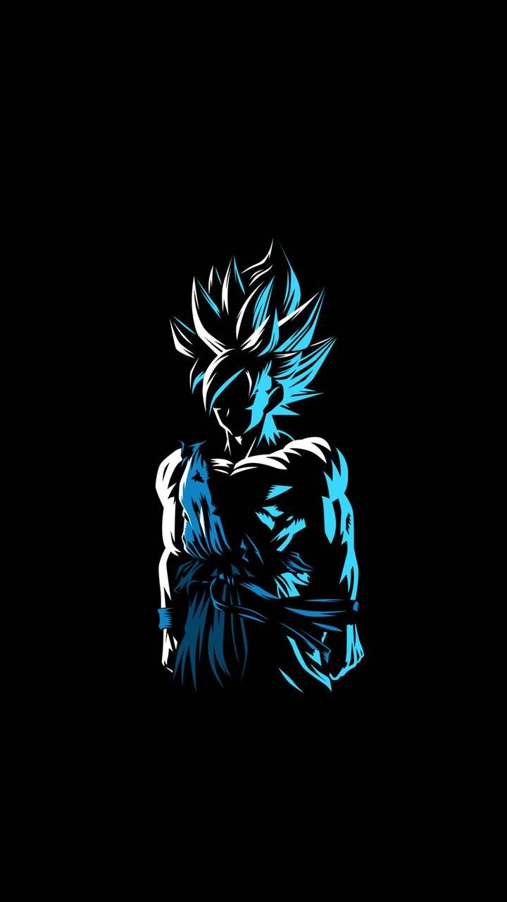 Goku silhouette blu neon, Saiyan, 720x1280 Full HD Verticale, iPhone