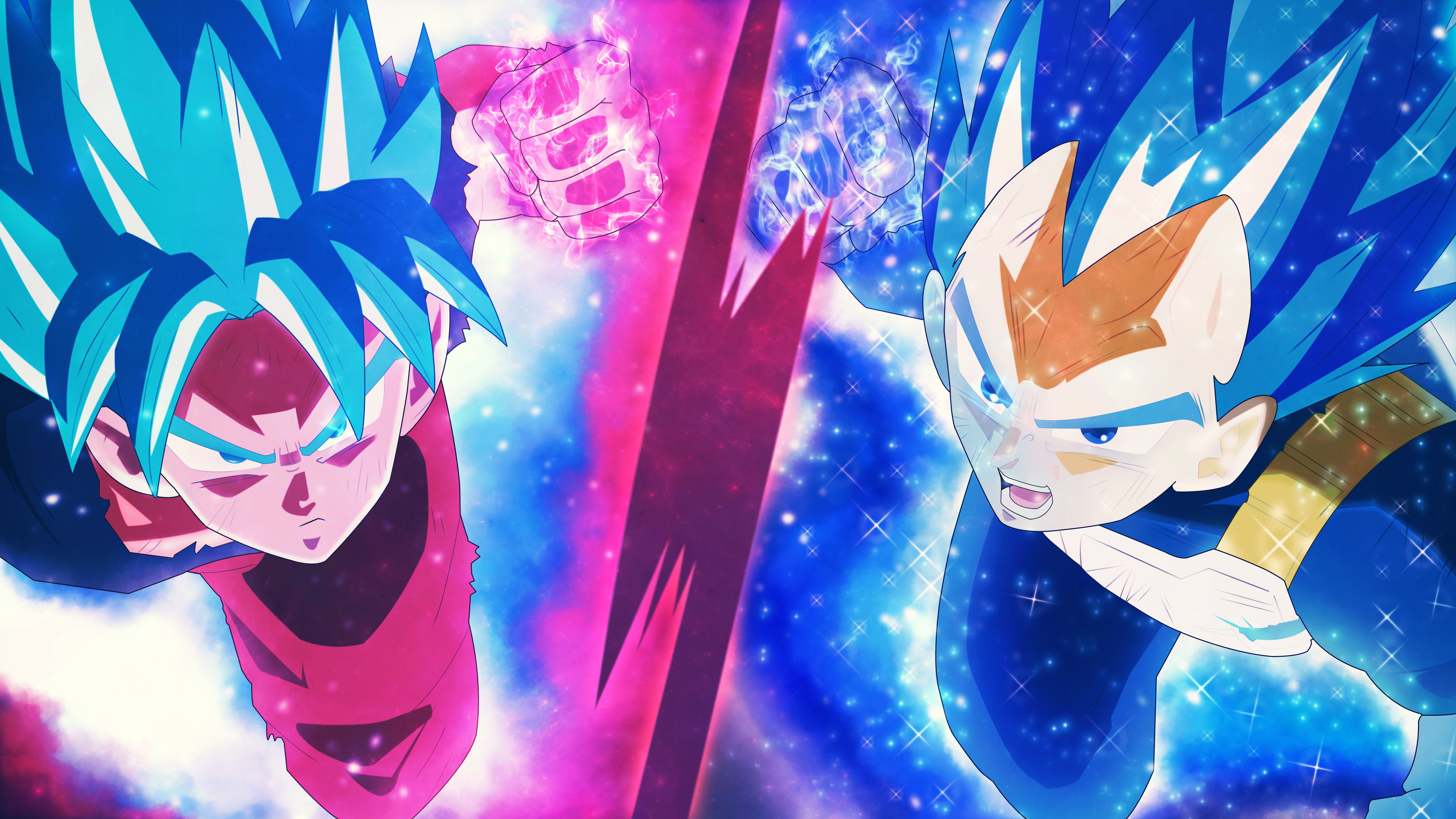 Goku e Vegeta Super Saiyan Blue, Principe dei Saiyan, 7680x4320 Ultra HD, 4K TV