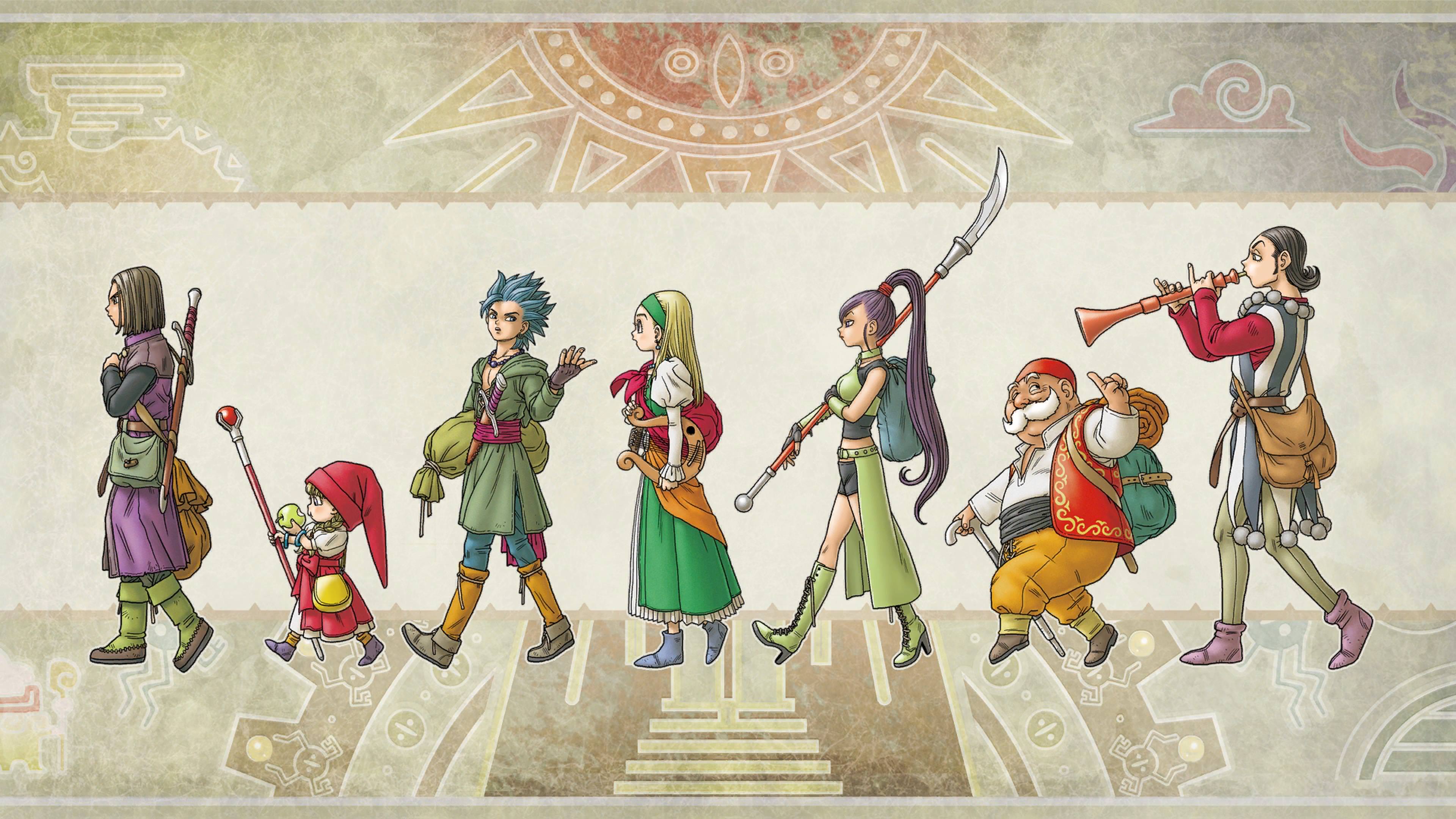 Dragon Quest XI personaggi in cammino, 3840x2160 UHD, PC 4K